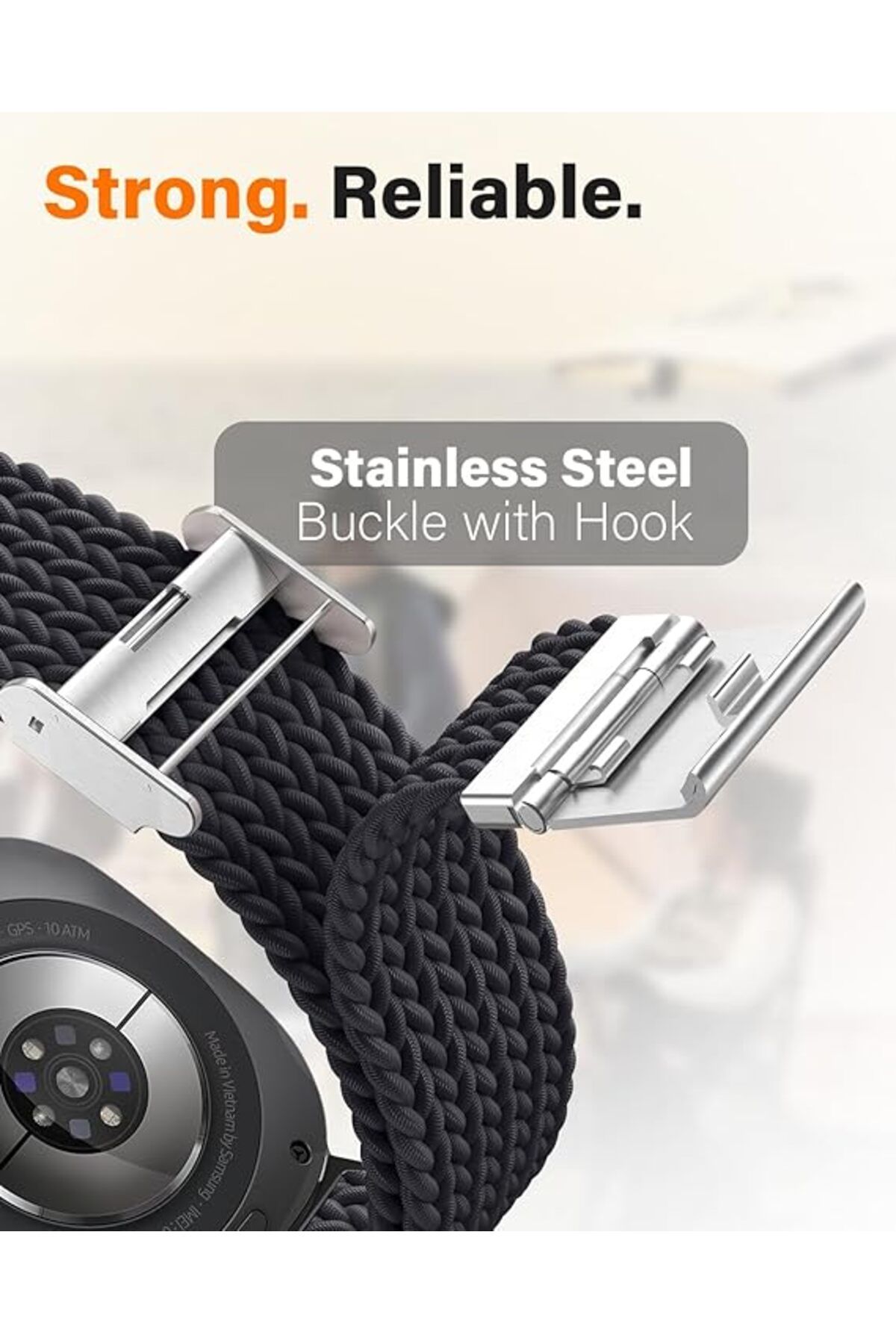 AWH-Stretchy Braided Band for Samsung Galaxy Watch 7 Ultra 47mm, Elastic Nylon Sport Strap 3