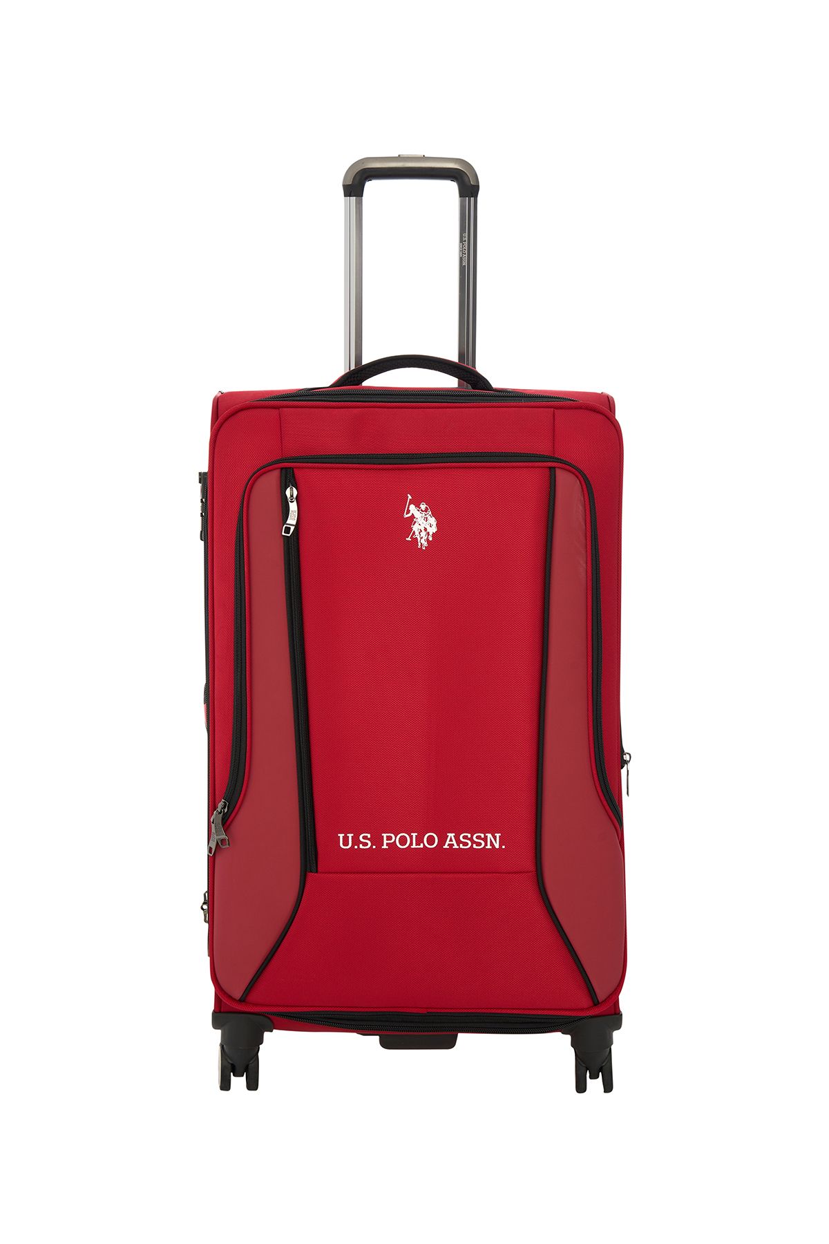 Us polo Assn 24019-24020-24021 سایز بزرگ فوق العاده سبک وزن لوکس چمدان چرخ دار پارچه ای قرمز U.S. Polo Assn.