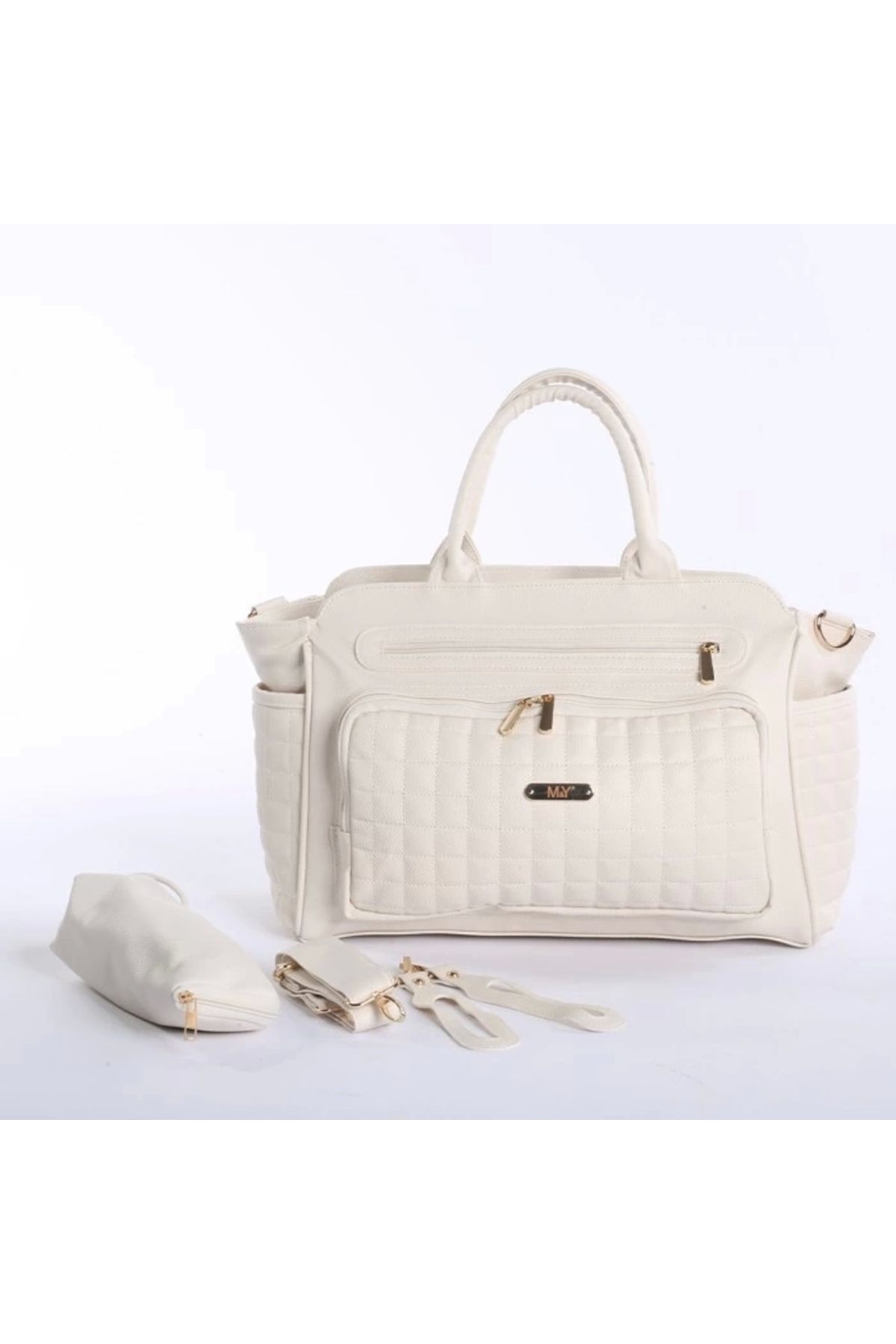 Akm Life-M&Y Juno Leather Mother Baby Care Bag 7281 Cream 1