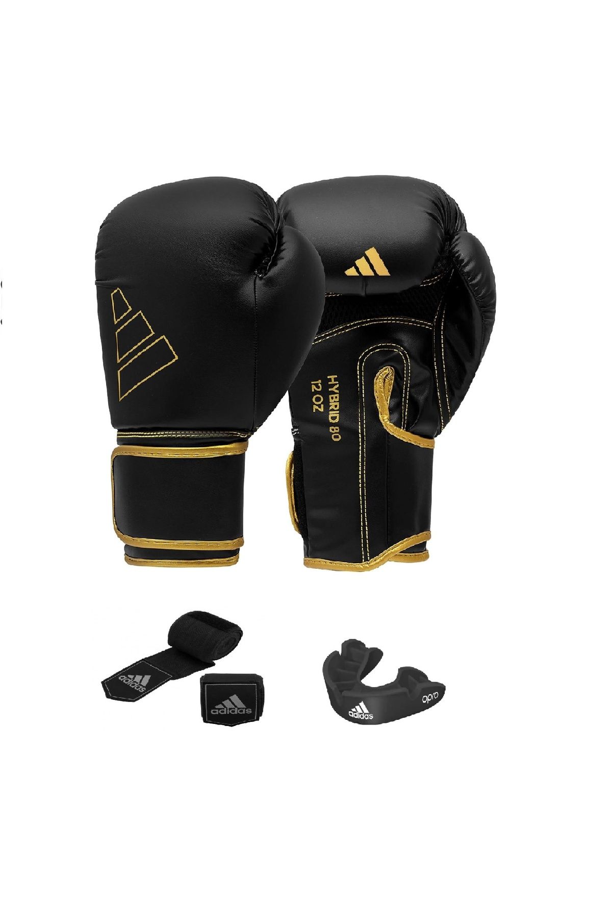 adidas Adih80, Hybrid80 Boks, Kıck Boks, Muay Thai Eldiveni, Boks Bandajı 3,5 Metre, Bronz Dişlik 3'lü Set