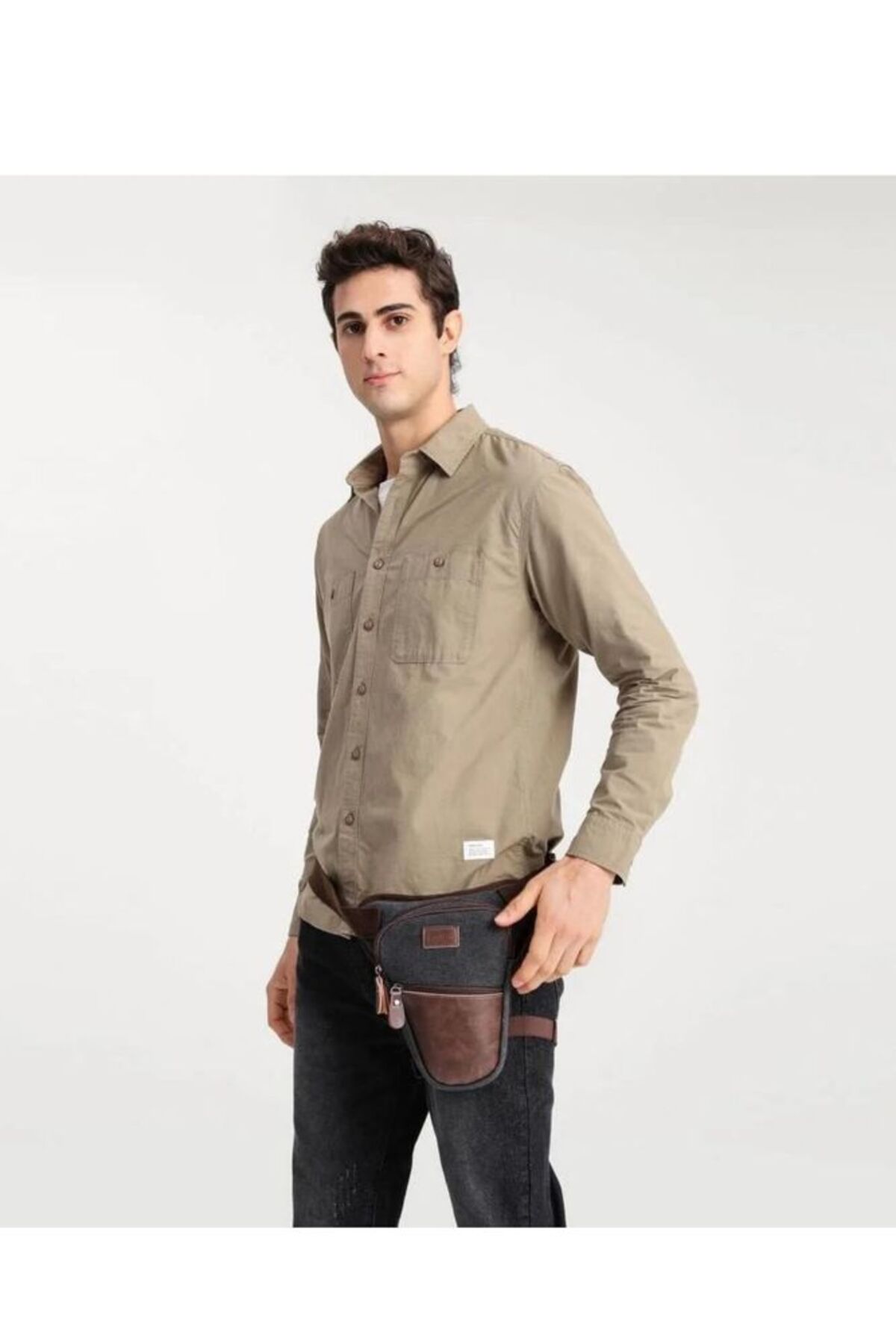 Resim CACTİVE Kanvas Siyah Erkek Motorcu ve Bacak Çantası SMK08 C1291 