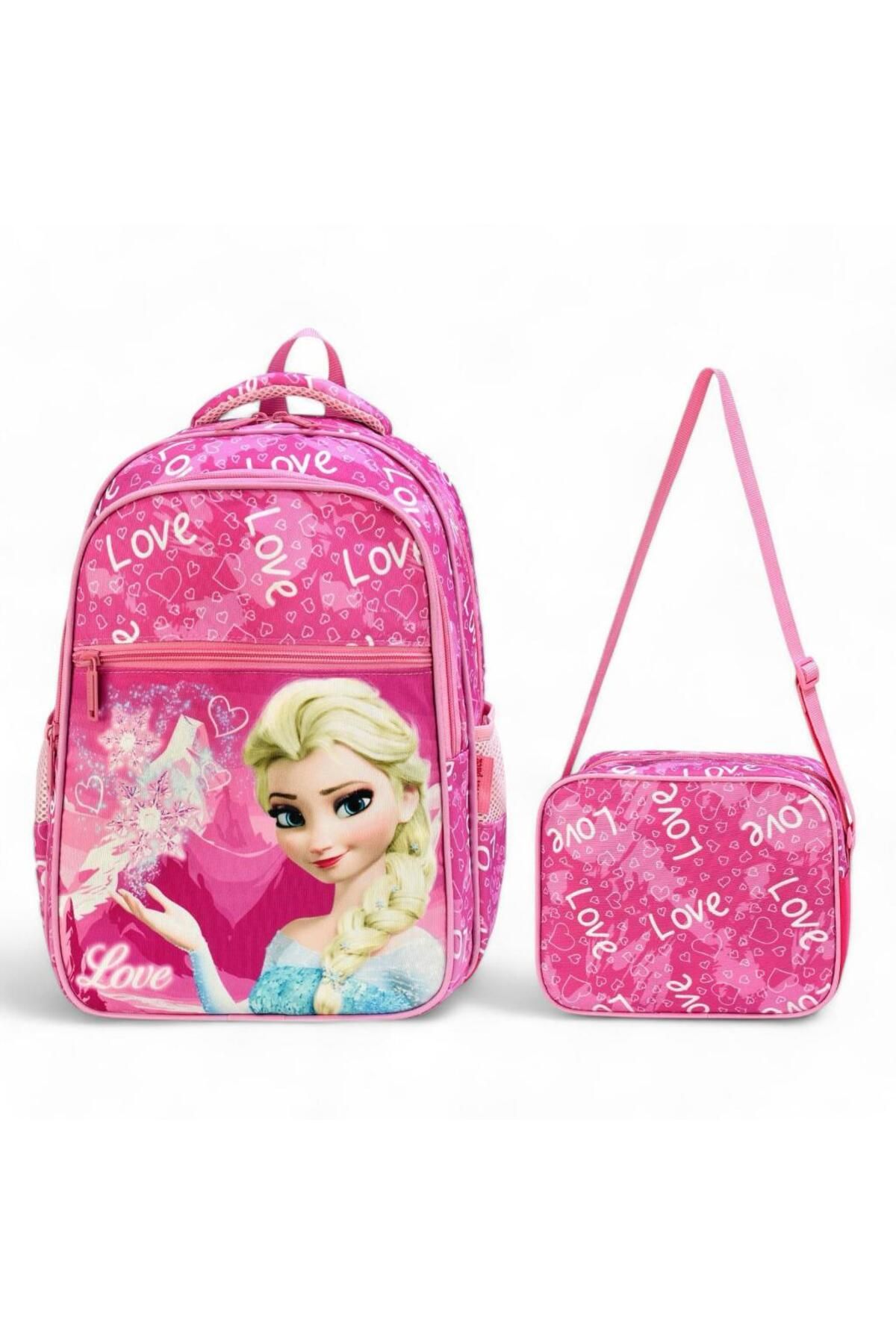 Baginn Geanta Pentru Scoala Primara Set 2 Piese Lunchbox Queen Of Snows Cu Termos 42*30 Cm Geanta Fetita Femeie - One Size