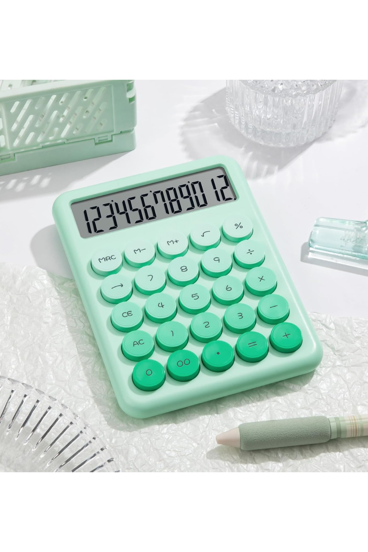UĞURDAN Renkli Gradyan Pilli Hesap Makinesi YEŞİL DX-817
