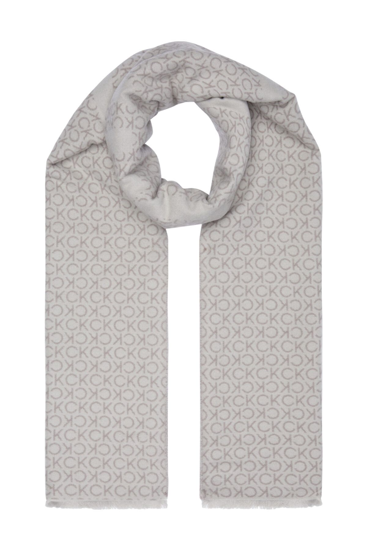 Calvin Klein-FRINGES TWO-TONE MONO MW SCARF 1