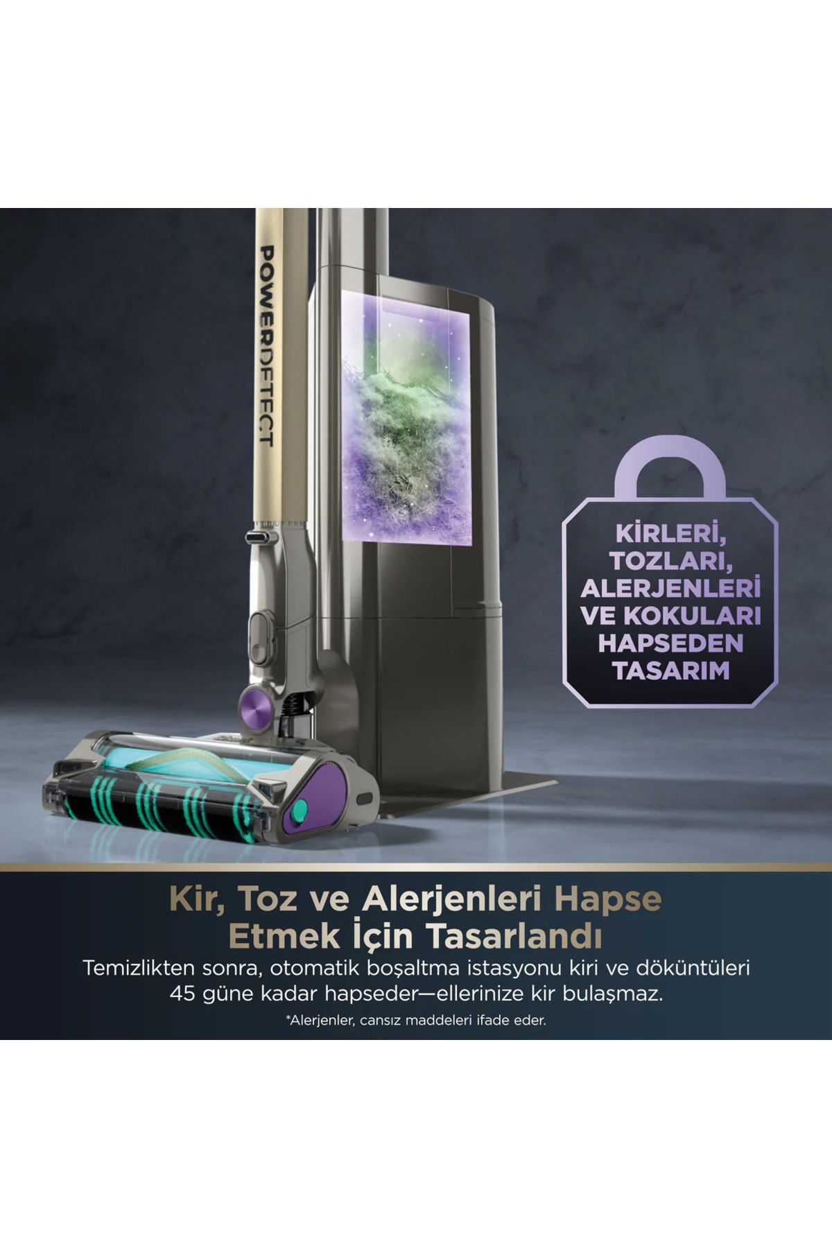 PowerDetect Clean&Empty Auto-Empty Sistemli Pet Başlıklı  Şarjlı Dikey Süpürge 70 dk'ye kadar Şarj - 9