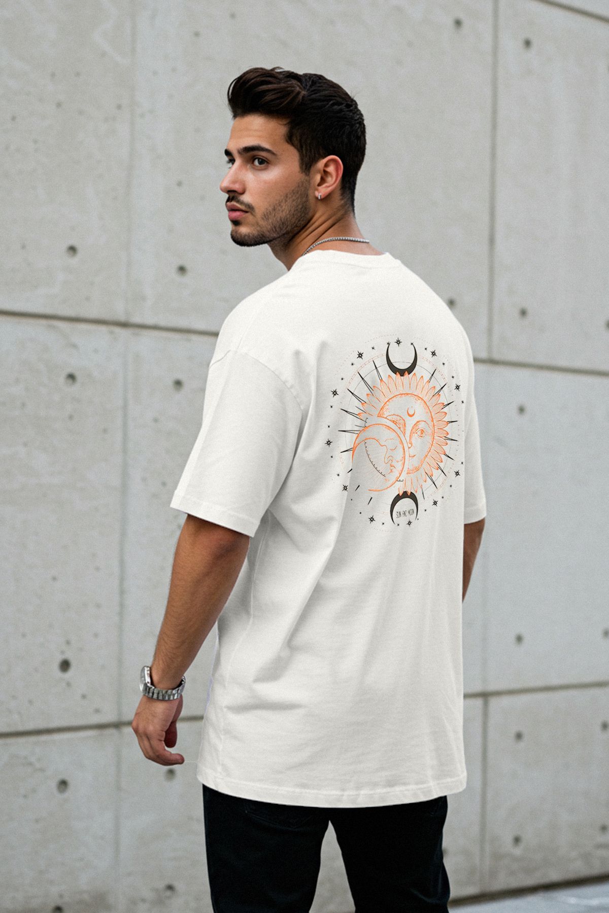 Trendyol Collection MysTical Printed Ecru Oversize bavlněné tričko - Krátký rukáv TMNSS23TS00165