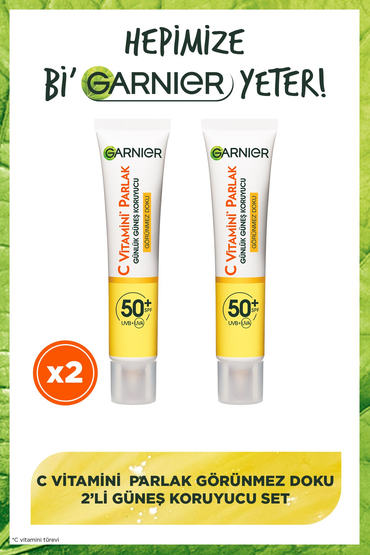 C Vitamini Parlak 2'li Güneş Koruyucu Set Görünmez Doku