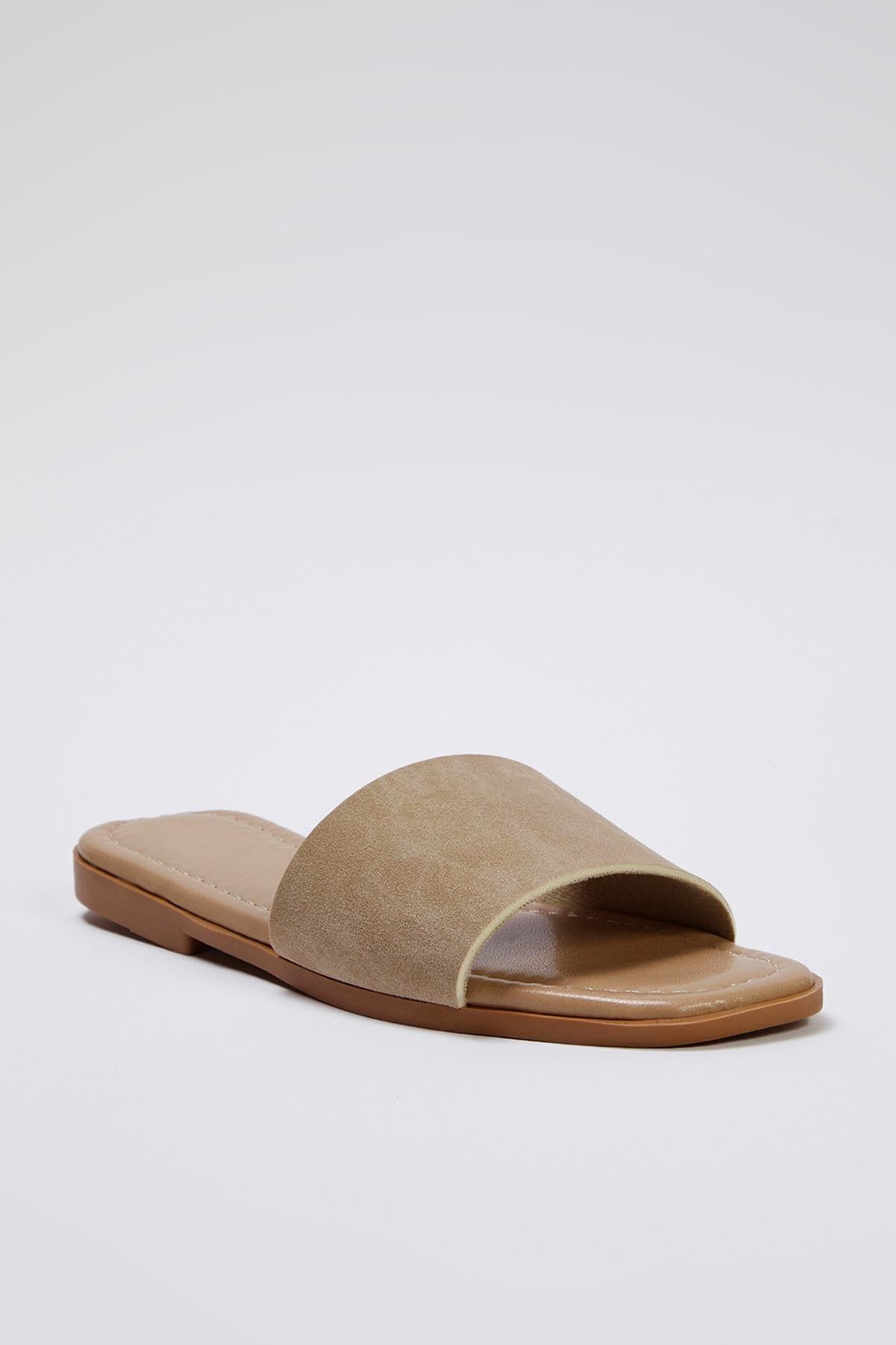 TRENDYOL SHOES-Norkové rebrované ploché dámske papuče TAKSS25TE00014 2