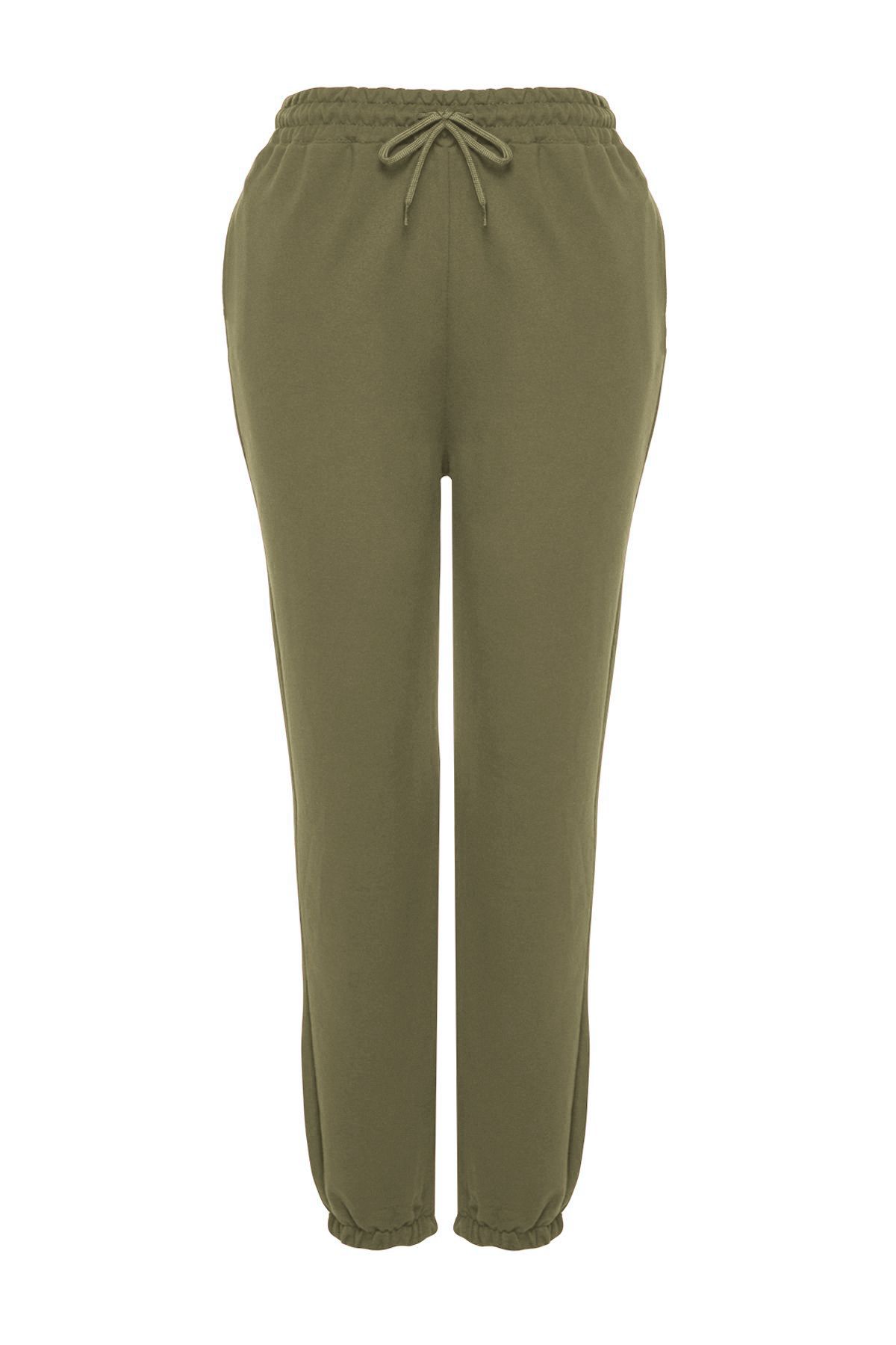 Trendyol Curve-Plus Size Light Khaki Jogger Sweatpants - Elastic Leg Tbbss22Ea0065 7