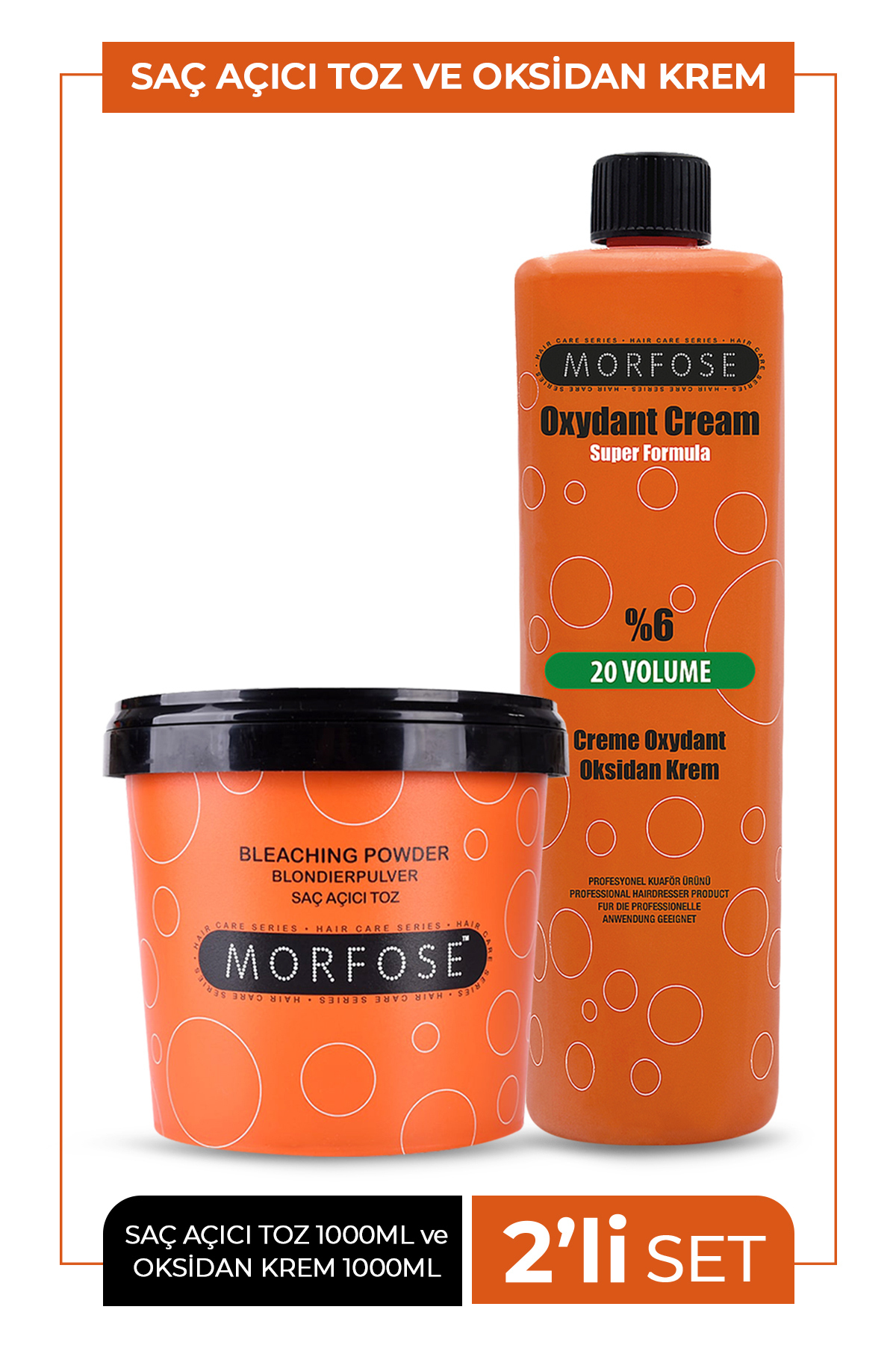 Morfose Mavi Toz Saç Açıcı Oryal 1000 gr + 20 Vol Oksidan 1000 ml