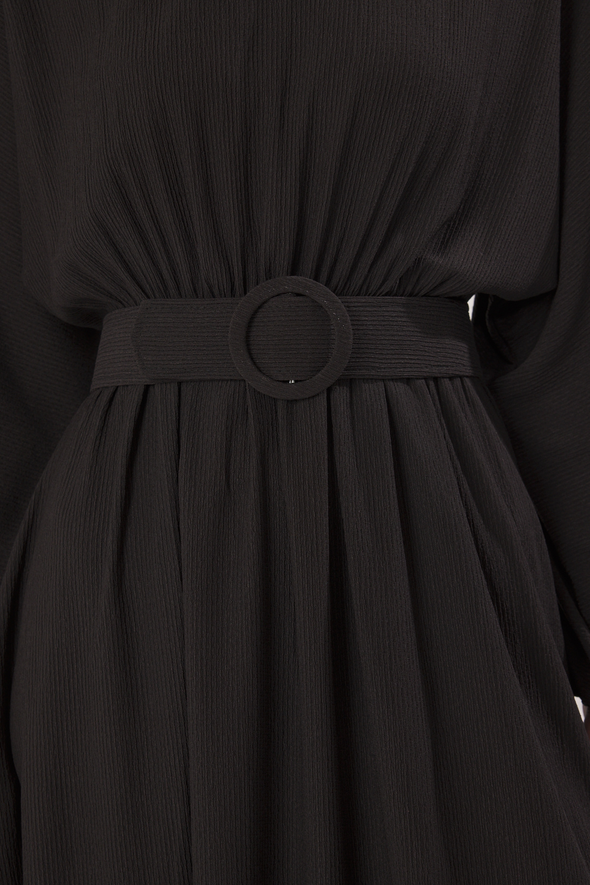 Trendyol Modest-Schwarzes Wickelkleid mit Gürtel TCTSS25EB00101 4
