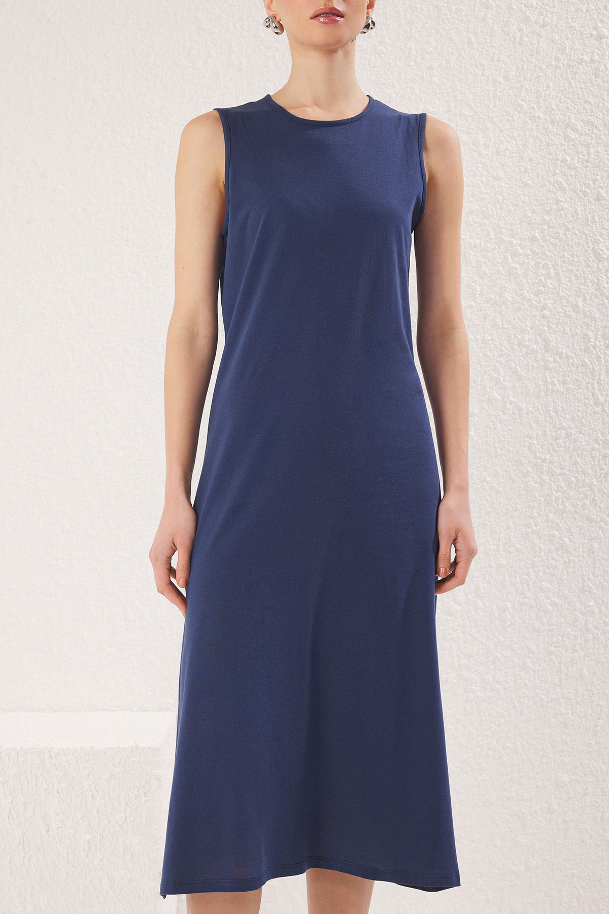Trendyol Modest-Pachet de 2 rochii tricotate 100% bumbac bleumarin și kaki - TCTAW22UK0110 4