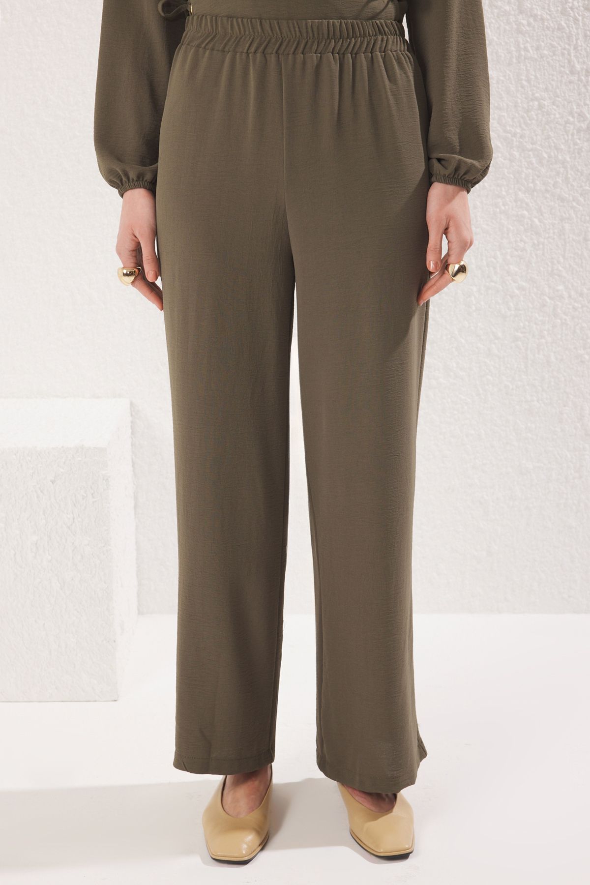 Trendyol Modest-Aerobin Tunic and Pants Set - Dark Khaki with Binding Detail, Tctaw22Us0092 4