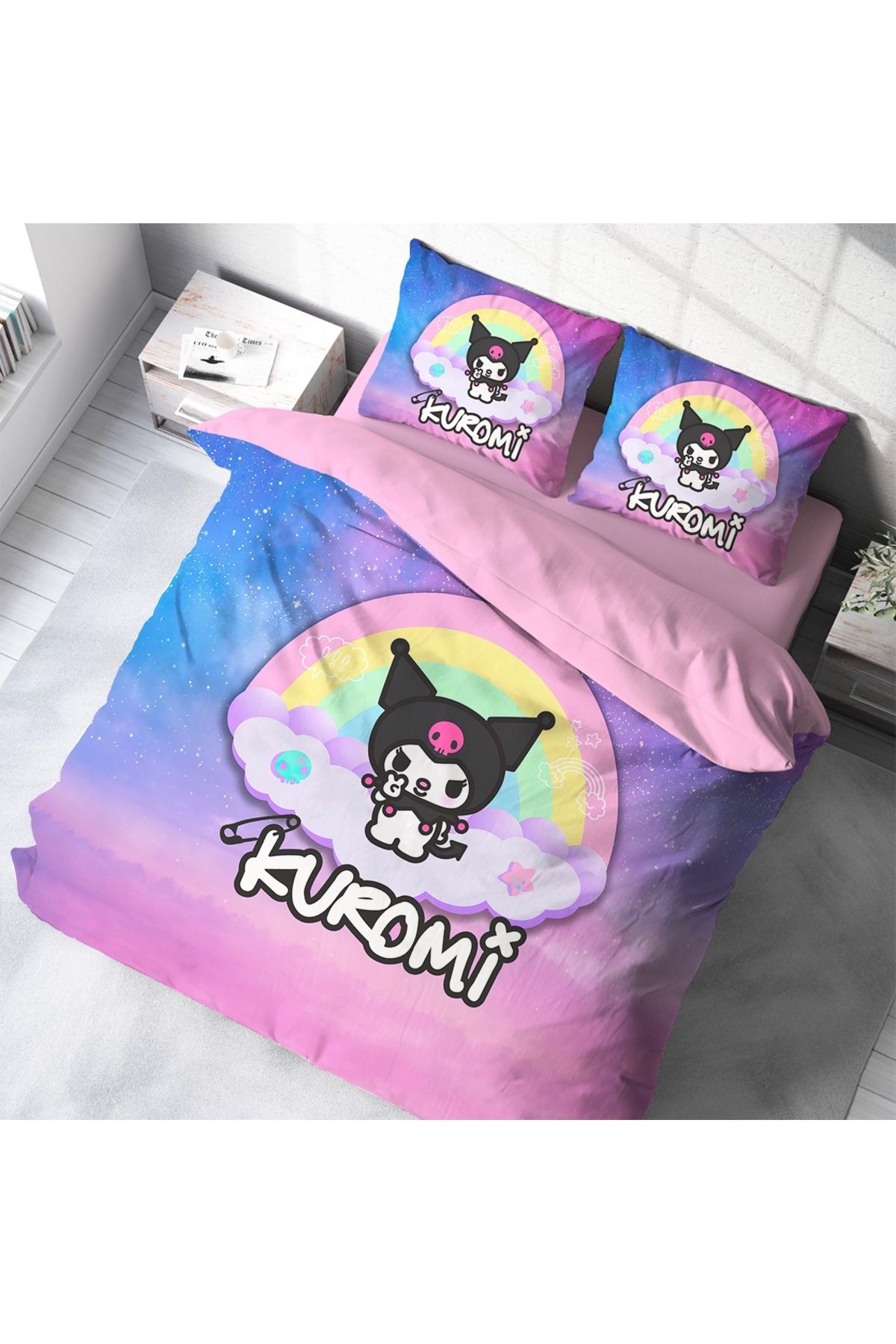 Home Nevresimhome Çift Kişilik 3 D Baskılı Kuromi Nevresim Takımı