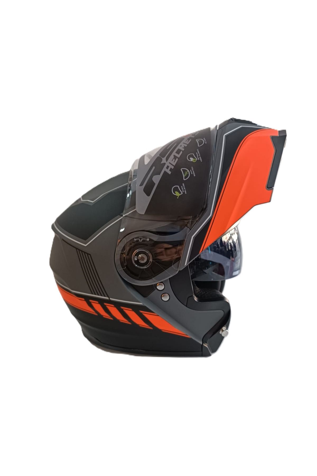 RS2 KASK ÇENE AÇILIR VİZÖRLÜ KIRMIZI-GRİ RS2 ECE 2206 BELGELİ M BEDEN