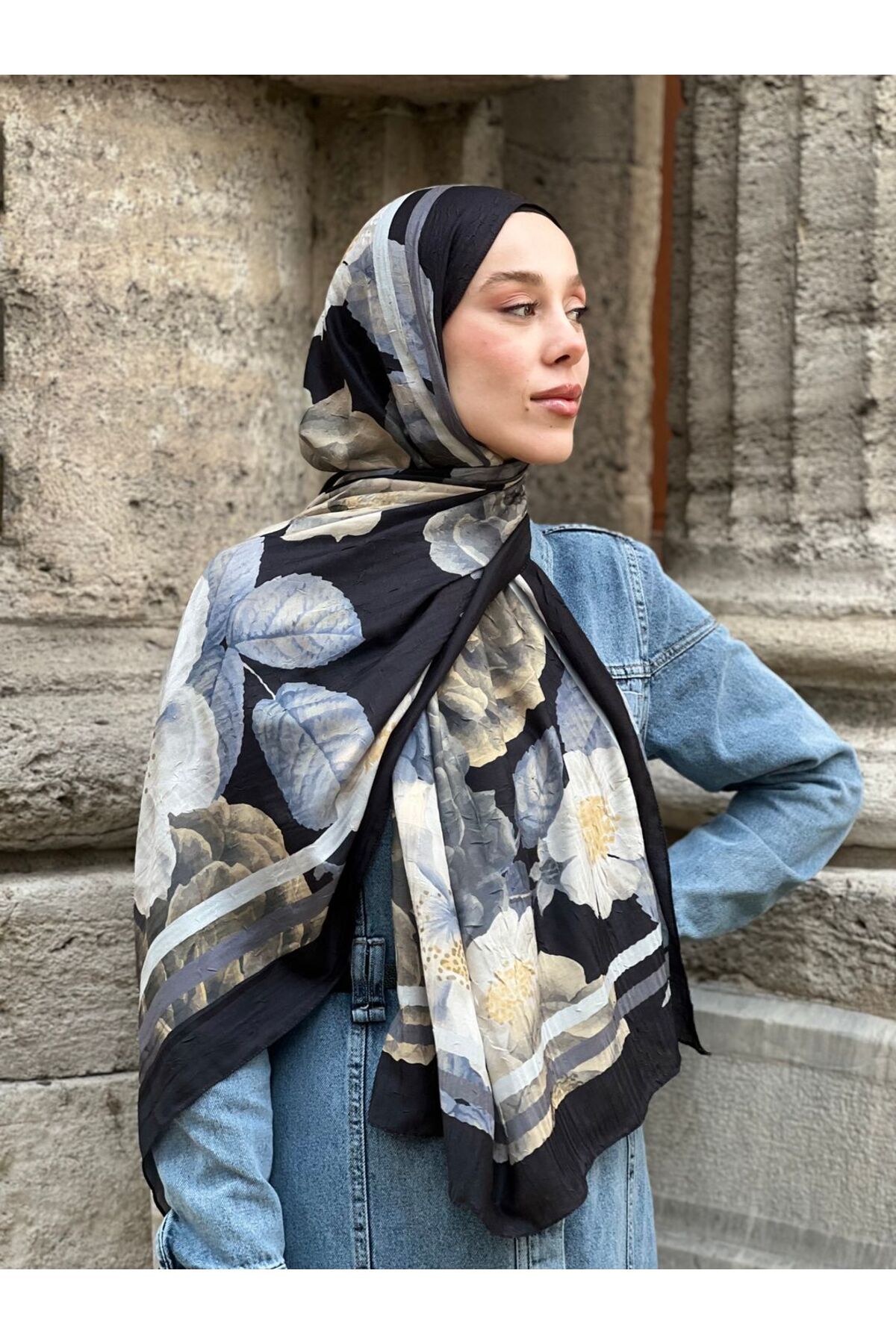 Modakaşmir-Rose Pattern Bamboo Shawl 2