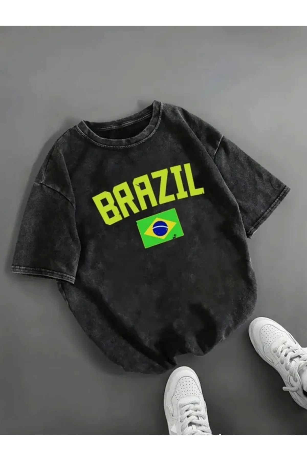 Violon Unisex Brazil Yıkamalı Oversize Vintage Tshirt