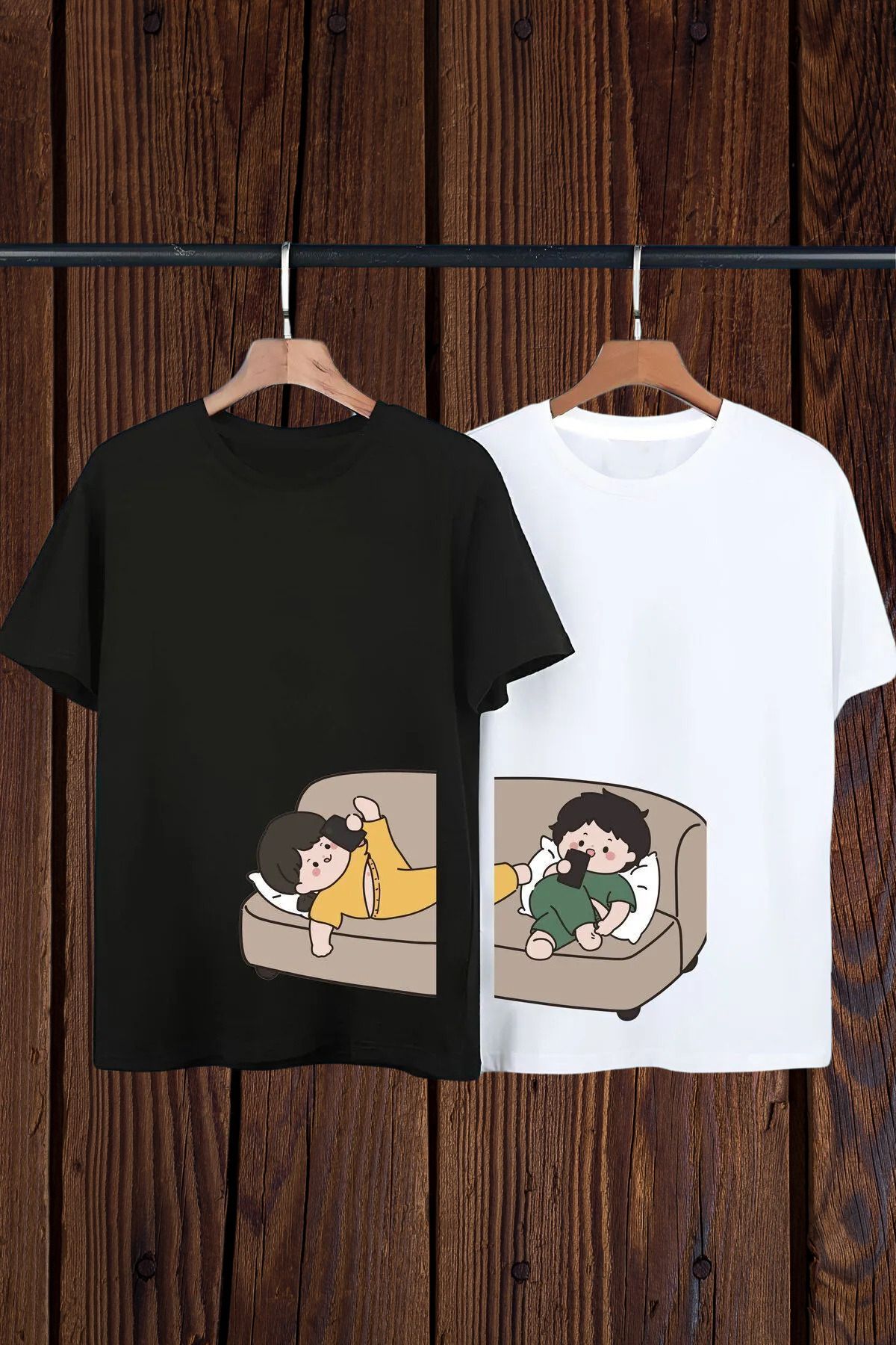 Wish BF 2 li Unisex Oversize Çift Arkadaş Sevgili Kardeş Sevgililer Günü Anime Doğum Günü T-shirt Tişört