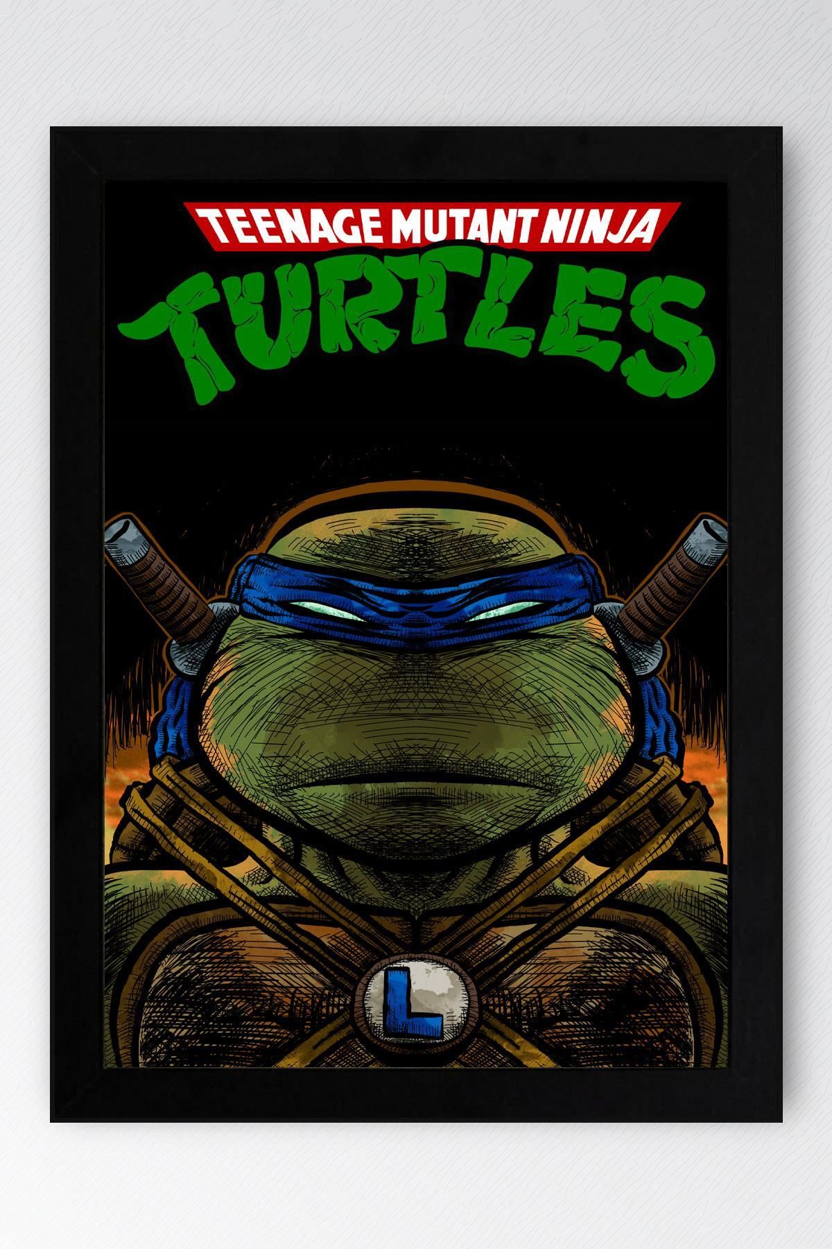 Saturn Ninja Kaplumbağalar Leonardo Çerçeveli Tablo - Teenage Mutant Ninja Turtles Film Posteri Tablo