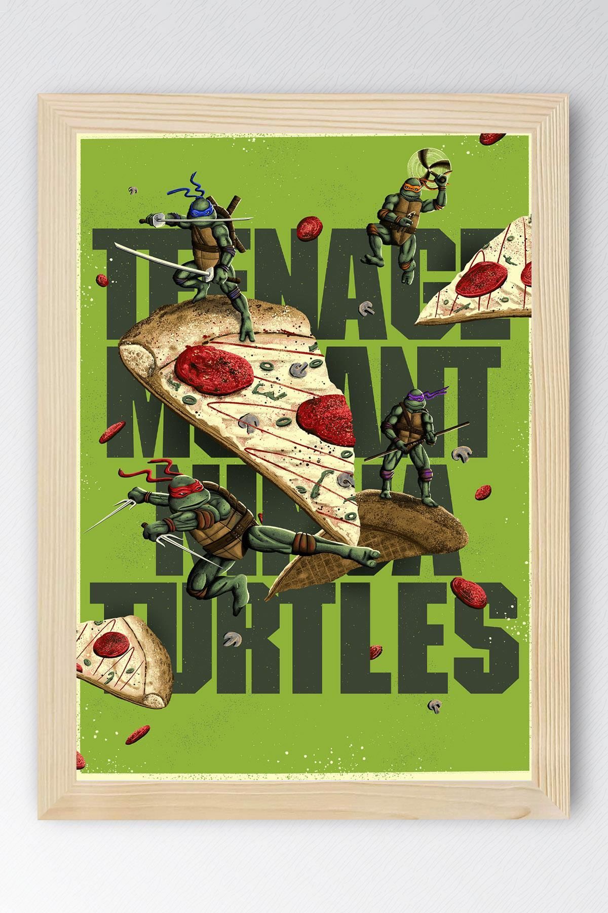 Saturn Ninja Kaplumbağalar Çerçeveli Tablo - Teenage Mutant Ninja Turtles Film Posteri Tablo