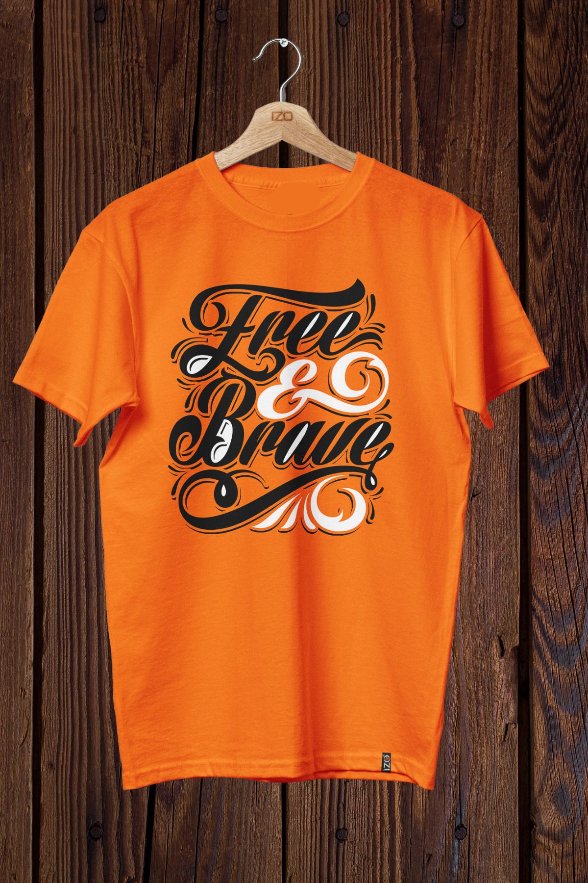 FECCY Pamuklu Free and Brave Baskılı Oversize T-shirt