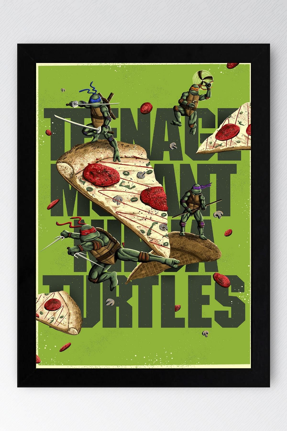 Saturn Ninja Kaplumbağalar Çerçeveli Tablo - Teenage Mutant Ninja Turtles Film Posteri Tablo