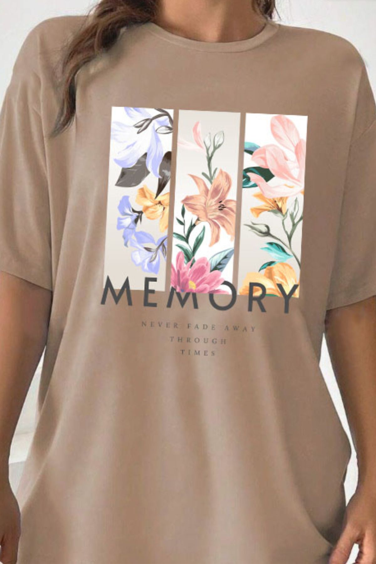 Wish BF Memory Flowers Baskılı Oversize T-shirt