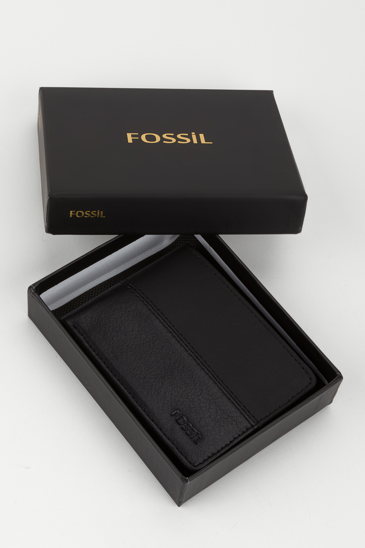 Fossil Kutulu Hakiki Deri Yatay Dikişli Siyah El Portföyü Kartlık Cüzdan görsel 8