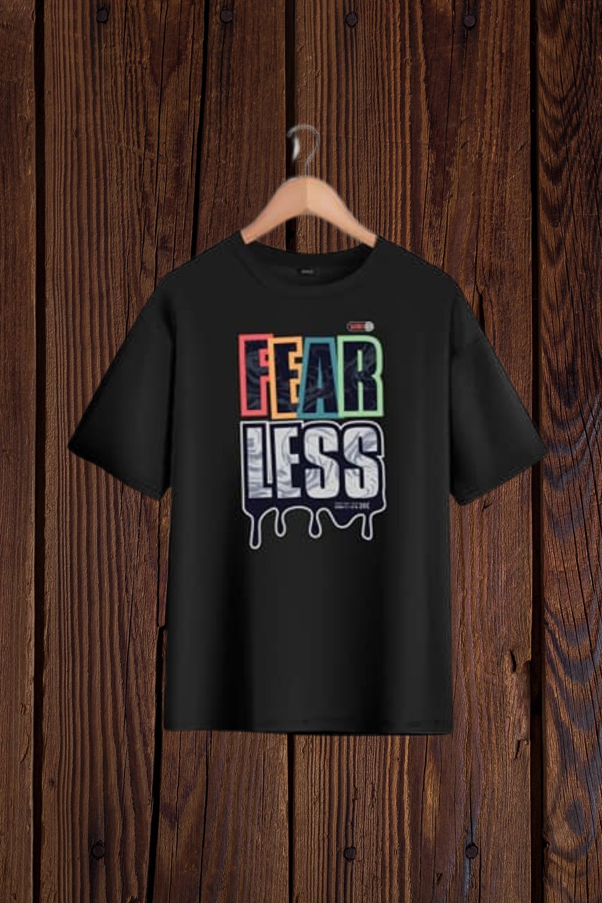 FECCY Pamuklu Fearless Baskılı Oversize T-shirt