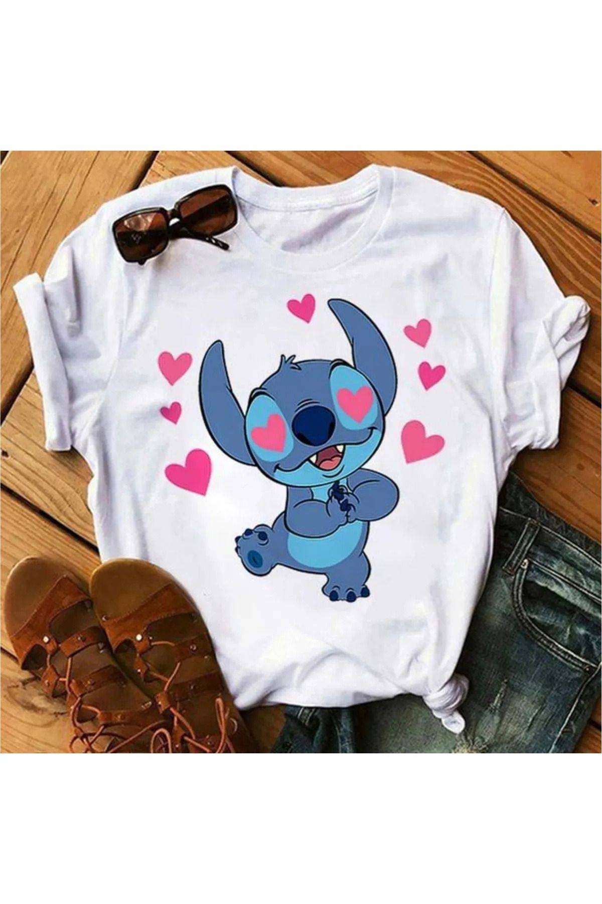 Wish BF Karikatür Ohana Lilo Tişört