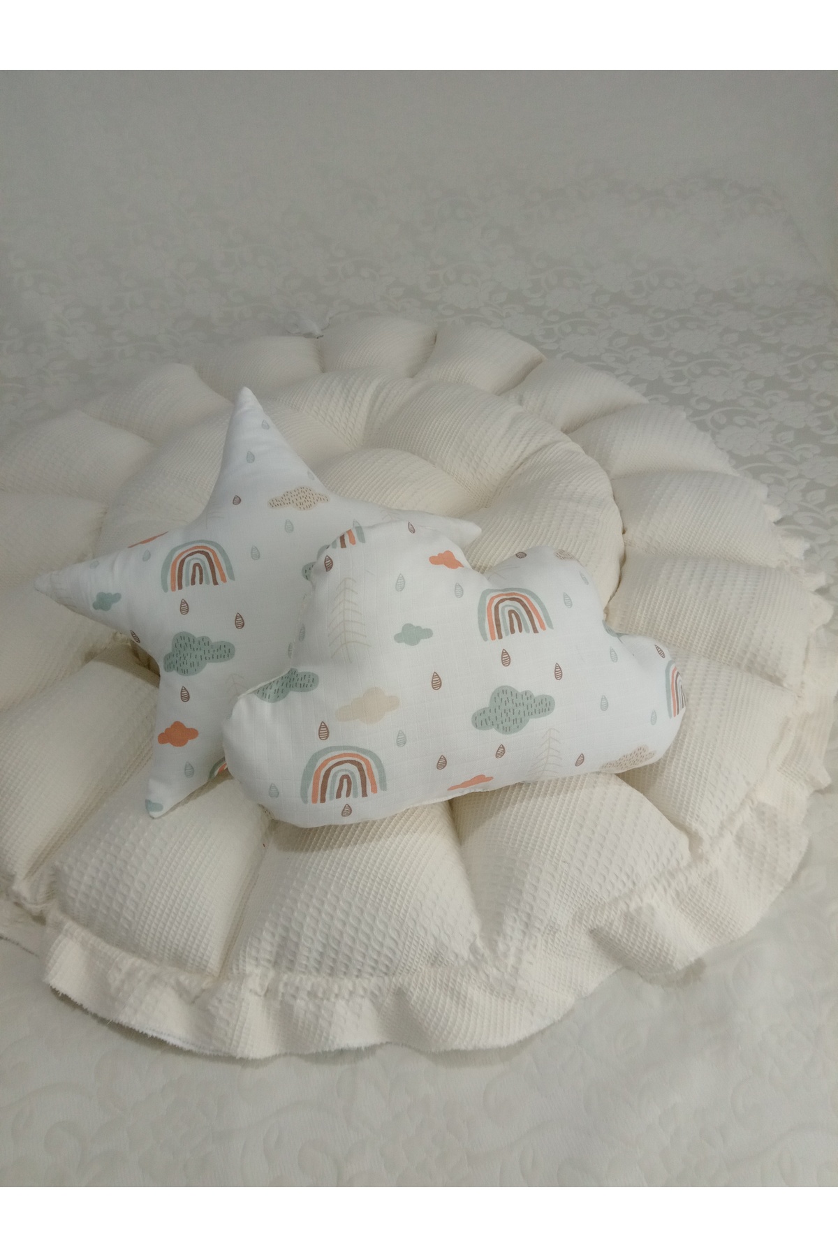 Wenaris puset örtüsü puset minderi yuvarlak babynest bulut ve yıldız yastıkları emzirme yastığı battaniye fotoğrafı 4 (önizleme)