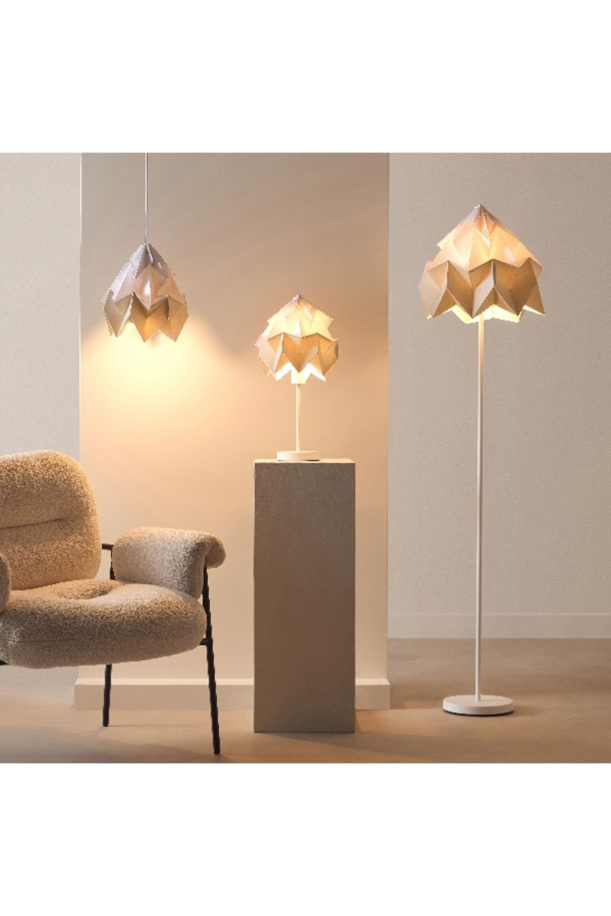 Home Box-Tasha Paper Table Lamp with Metal Base and Shade - 25x42 cm 4