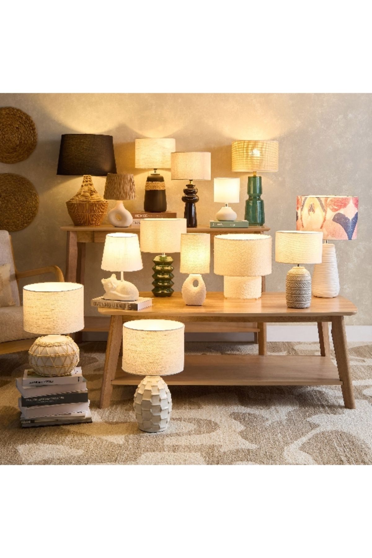 Home Box-مصباح طاولة أميلي بقاعدة سيراميك وغطاء من الكتان - 32 سم 5