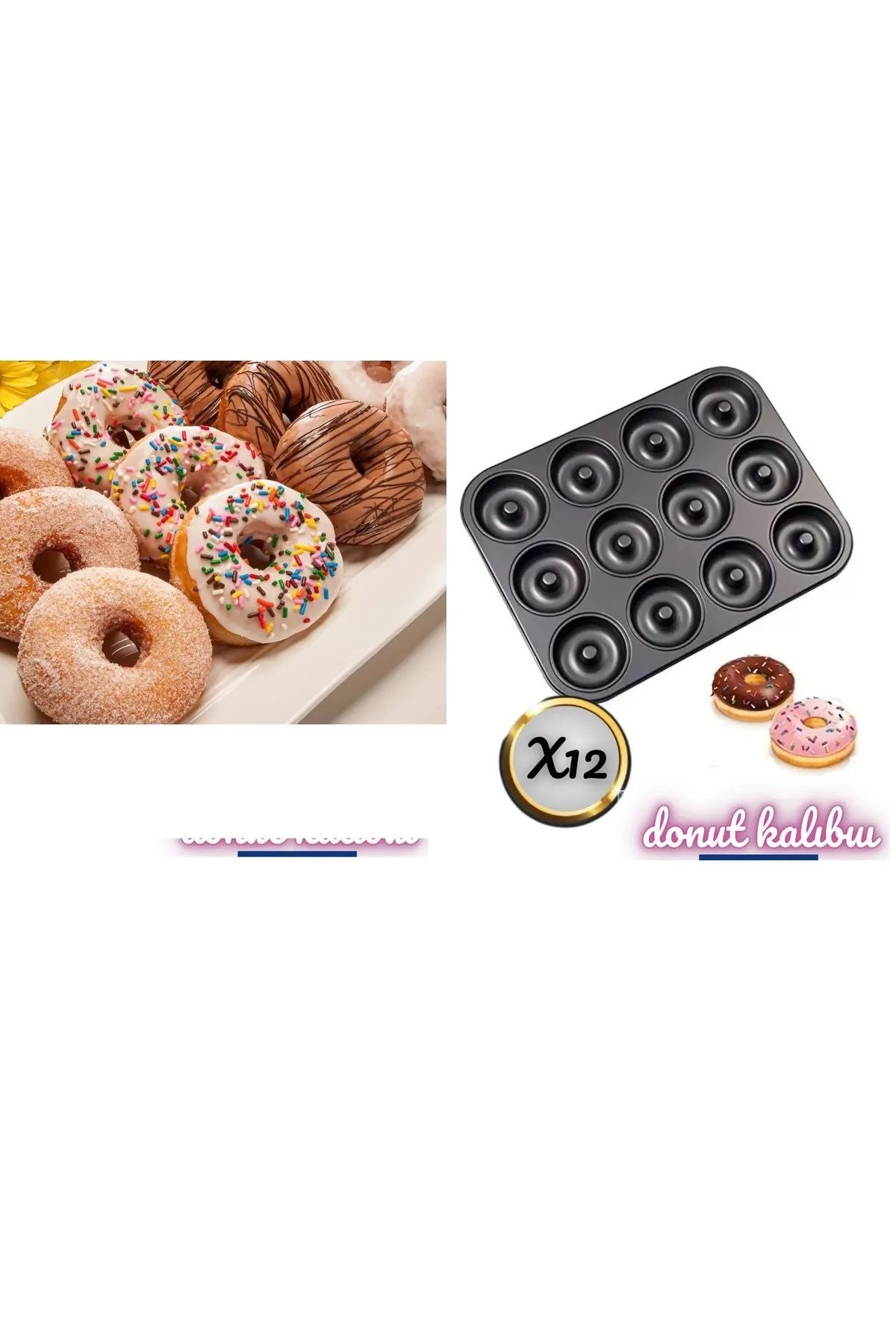 Home Teflon Kekstra-donut,soslu Cupcake Kek Kalıbı 12li