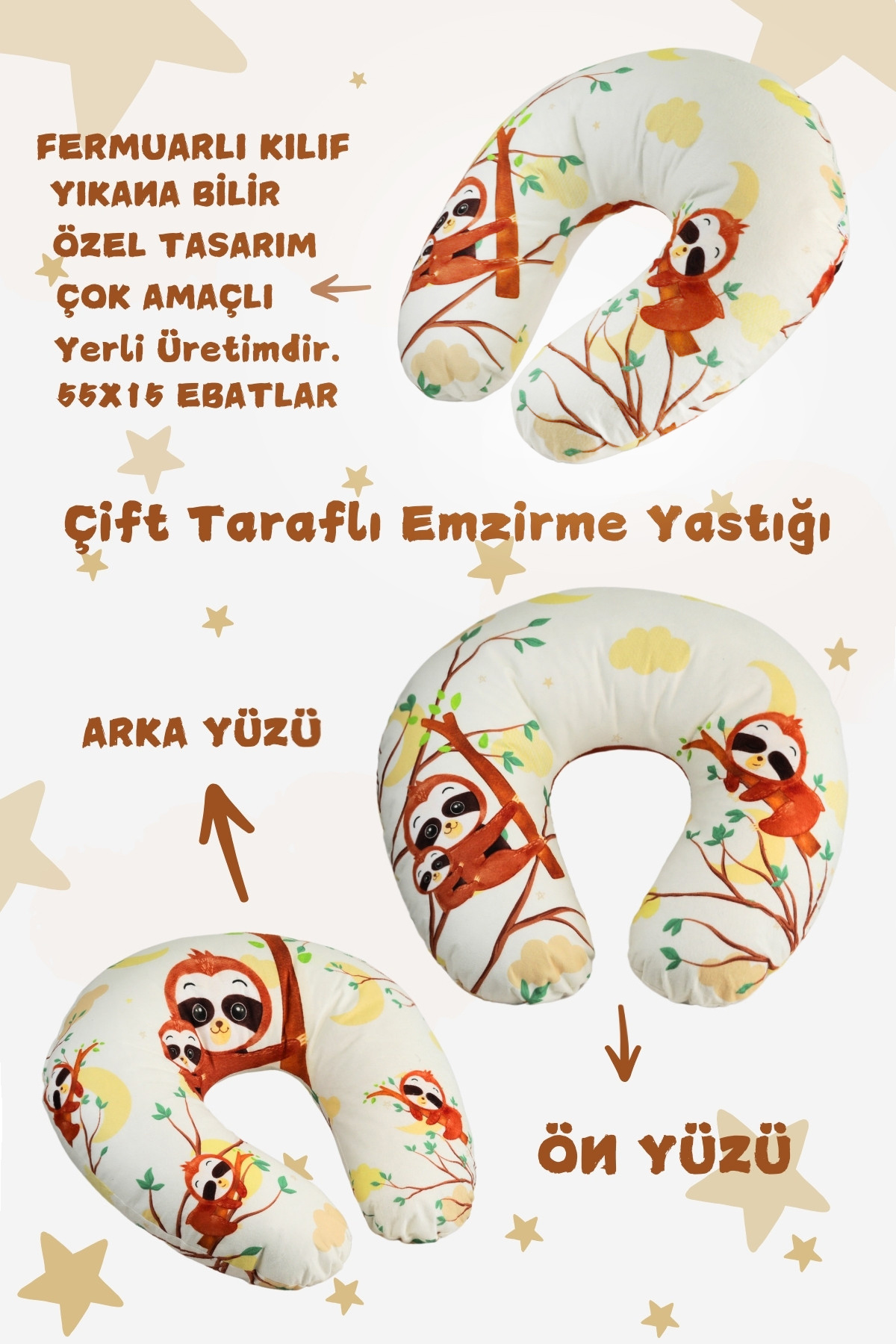 vevons Çift Taraflı Emzirme Yastığı /bebek Destek Minderi, Hamile Yastığı, Pamuklu Kumaş, Özel baskılı fotoğrafı 2 (önizleme)