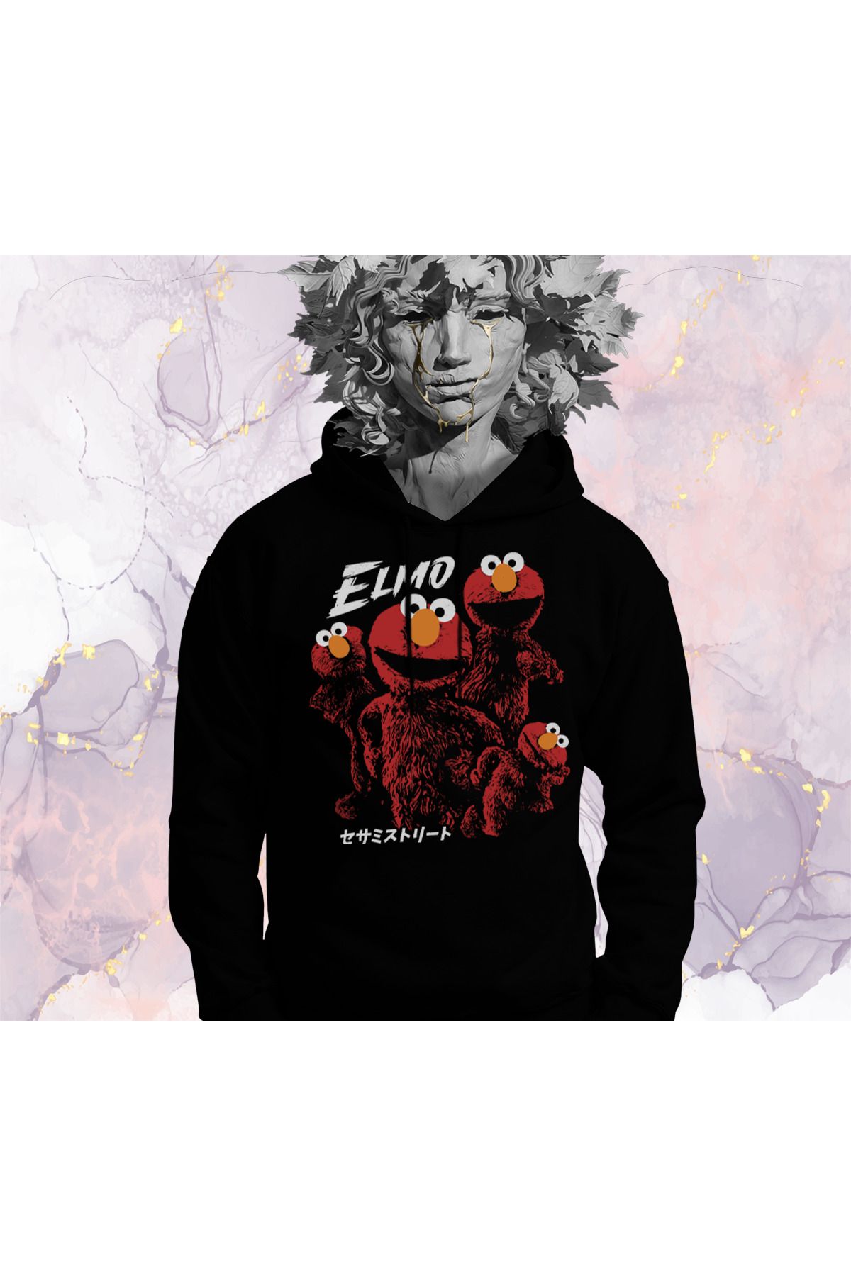 Güvenin Düşü Susam Sokağı (Sesame Street) - Elmo - Cepsiz Kapüşonlu Sweatshirt