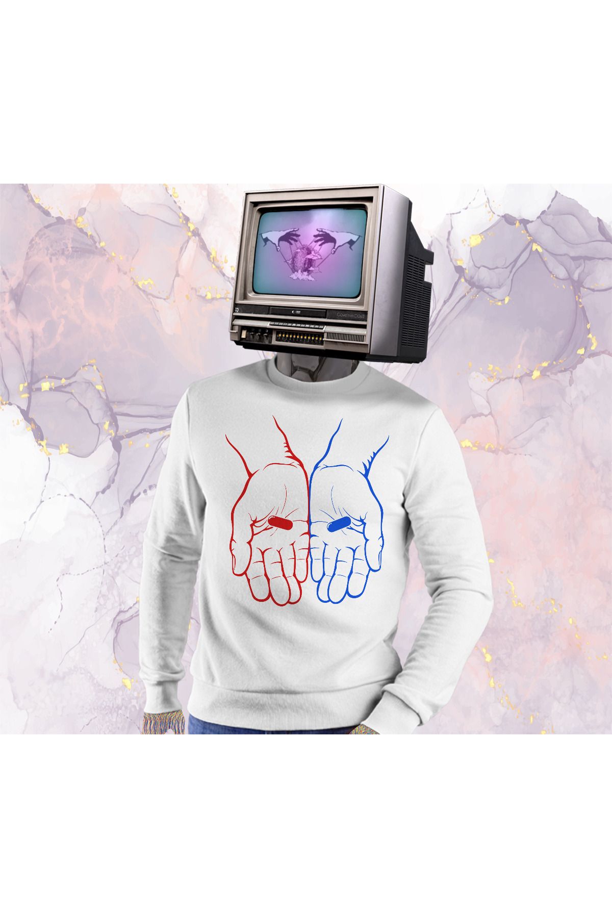 Güvenin Düşü Matrix - Kırmızı ve Mavi Hap - Sweatshirt