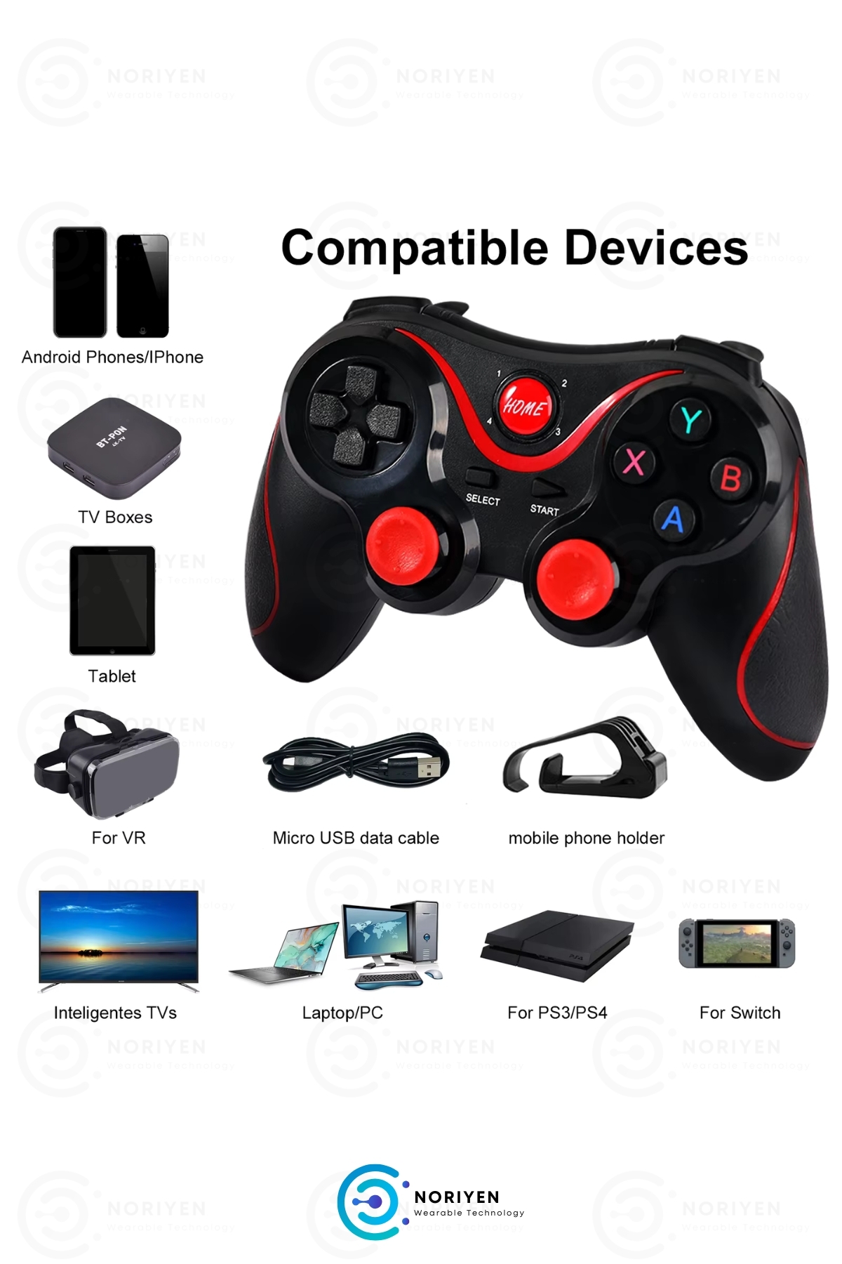 Yeni Nesil X3 iOS Android Akıllı TV Uyumlu Bluetooth Oyun Kolu Telefon Tutucu Stand Joystick Gamepad