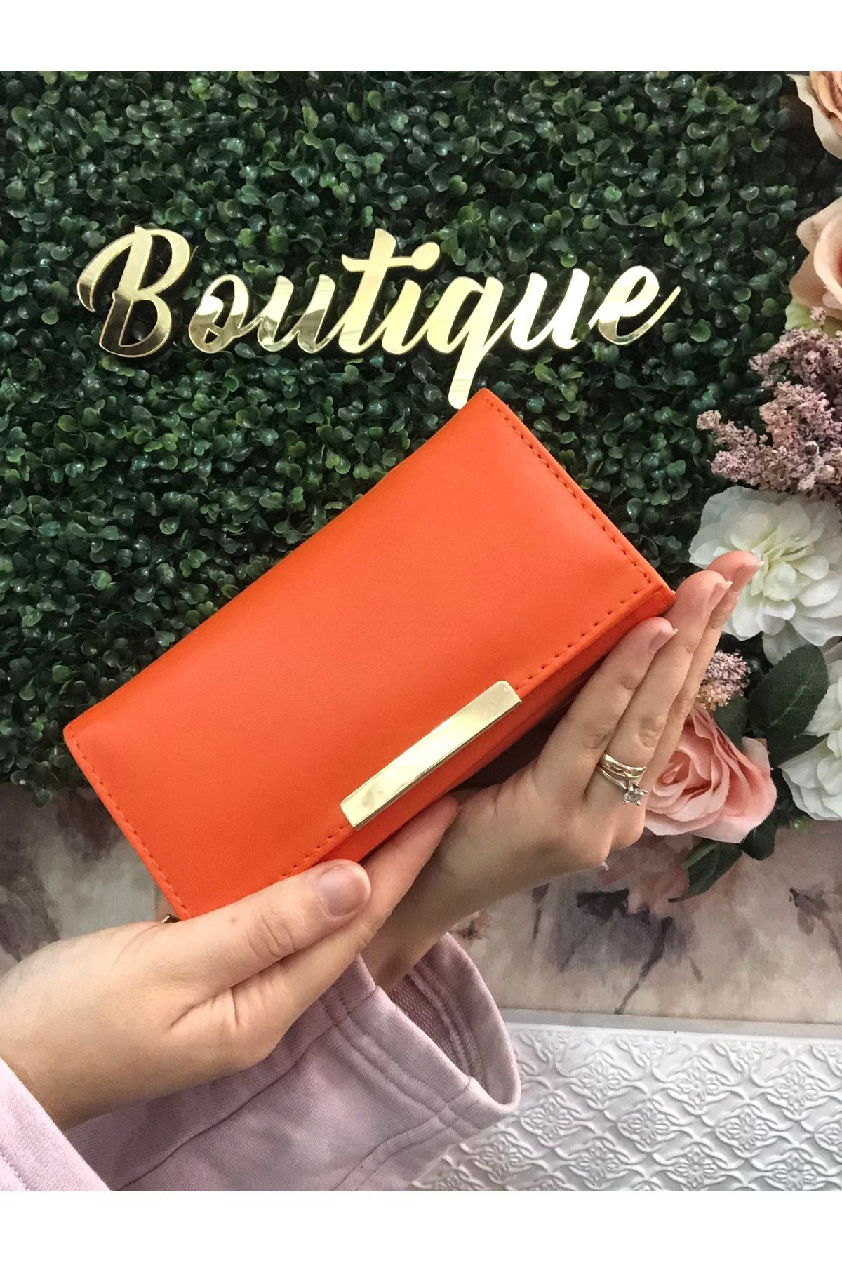 Baykuş Boutique Kadın Cüzdan Gold Kapama Detaylı Fermuarlı Çok Bölmeli Trend Cüzdan