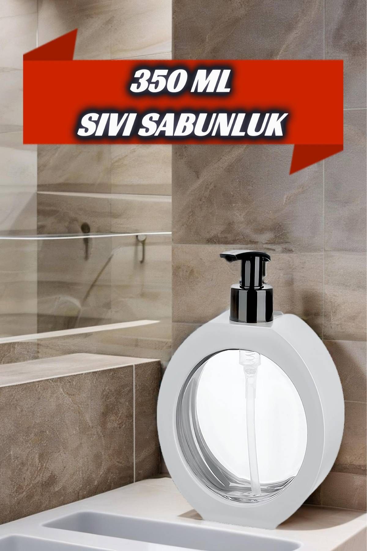 MEDUSHOP-Dozator de săpun lichid oval pentru baie/bucătărie de 350 ml |   Baie/Bucătărie/Vasă/Lavoar/Dozator de detergent 2