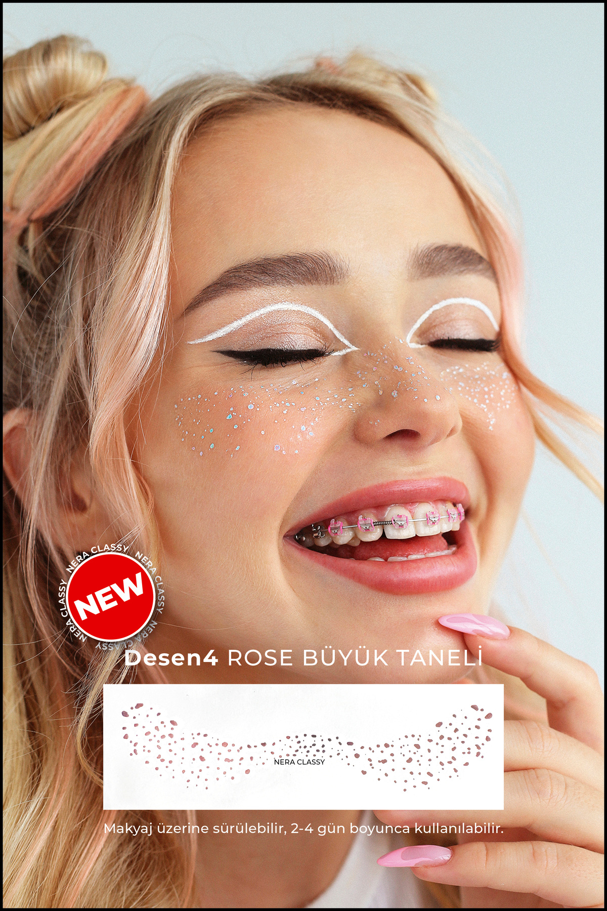 Nera Classy Aktarılabilir Yüz Vücut İçin Sticker Dövme 2 ADET - Büyük Desenli Çil Dövme Transfer Sticker