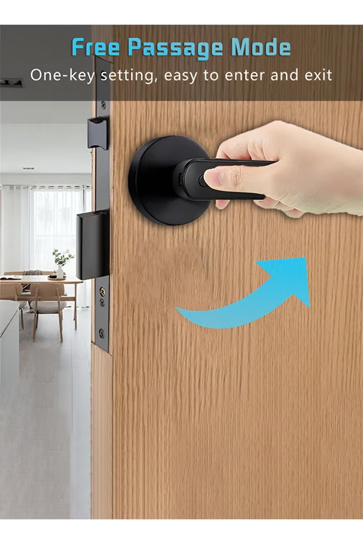 Taimi-Durable and Secure Zinc Alloy Smart Door Lock With Fingerprint, Password, Mechanical Key Black 5