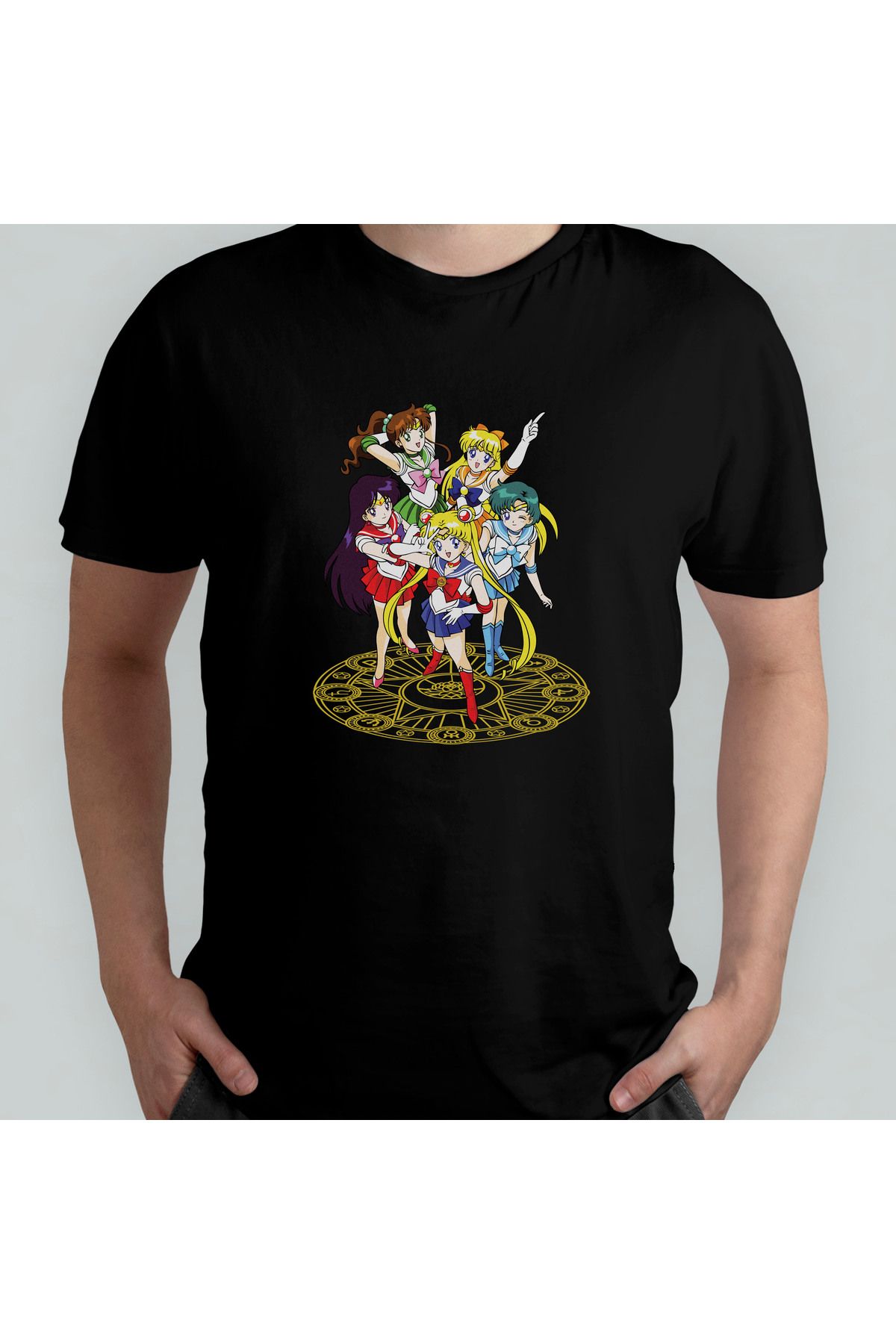 Pixxa Sailor Moon Ay Savaşçısı %100 Pamuklu Bisiklet Yaka T-Shirt Model 5