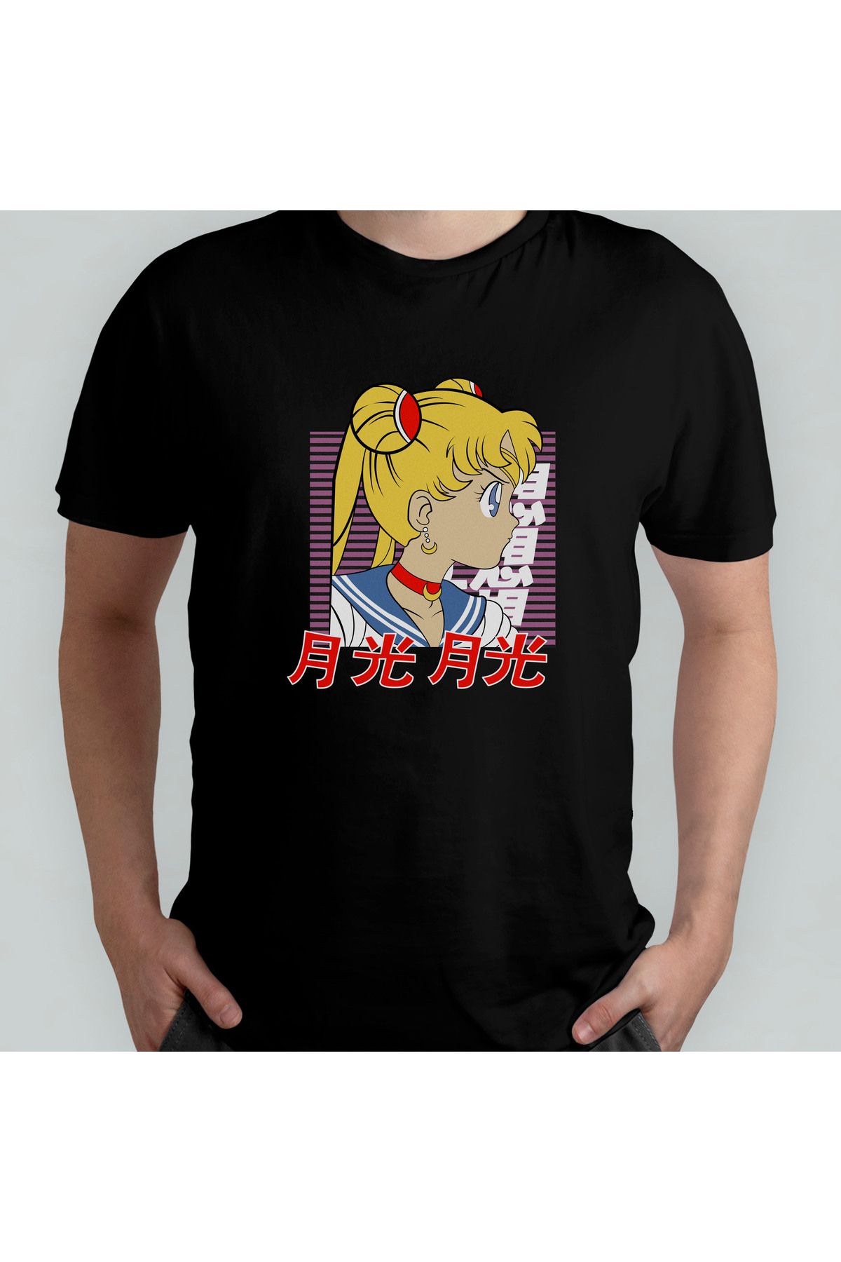 Pixxa Sailor Moon Ay Savaşçısı %100 Pamuklu Bisiklet Yaka T-Shirt Model 4