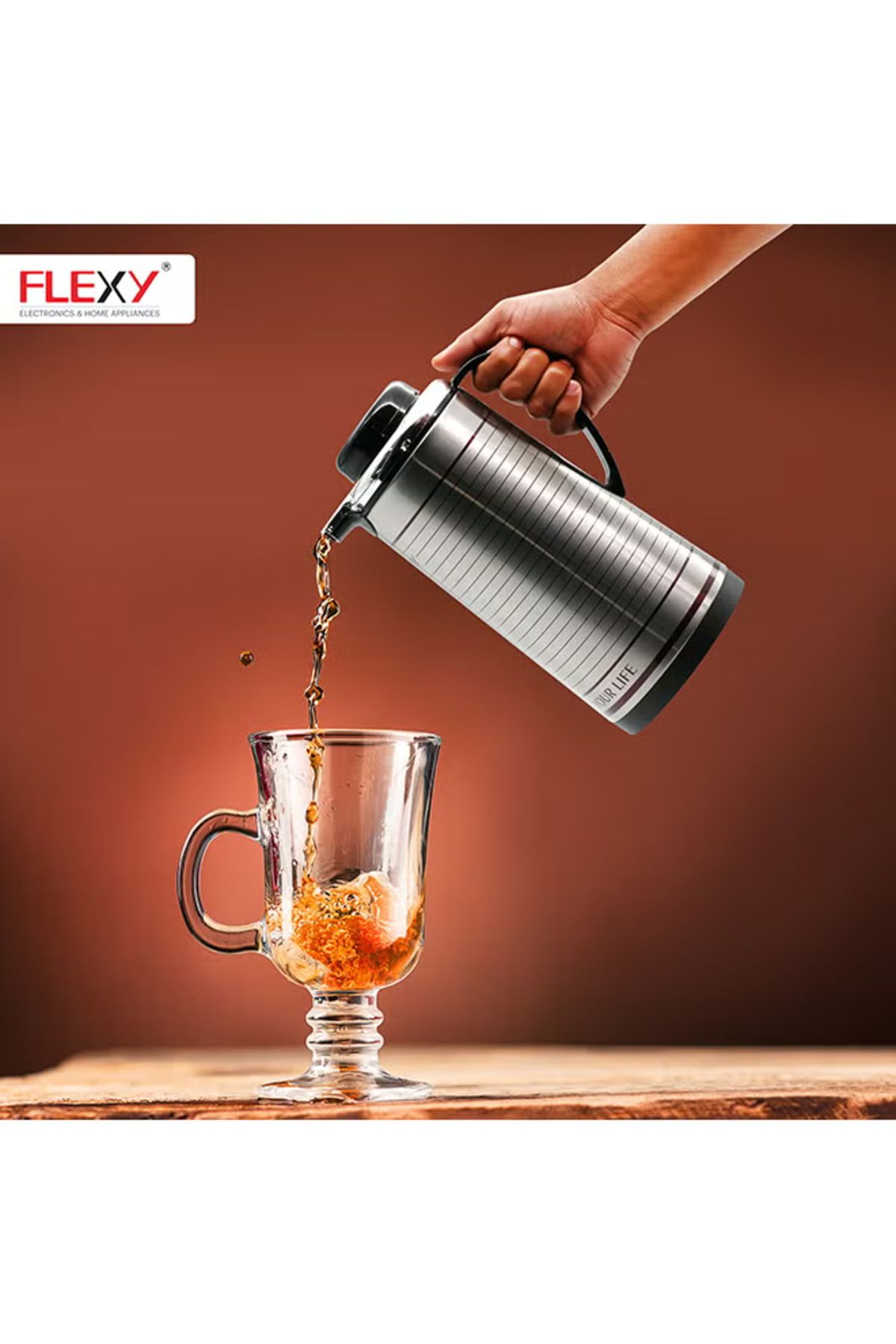 flexy-Stainless Steel Insulated Vacuum Flask Silver/Black 1.6Liters 3