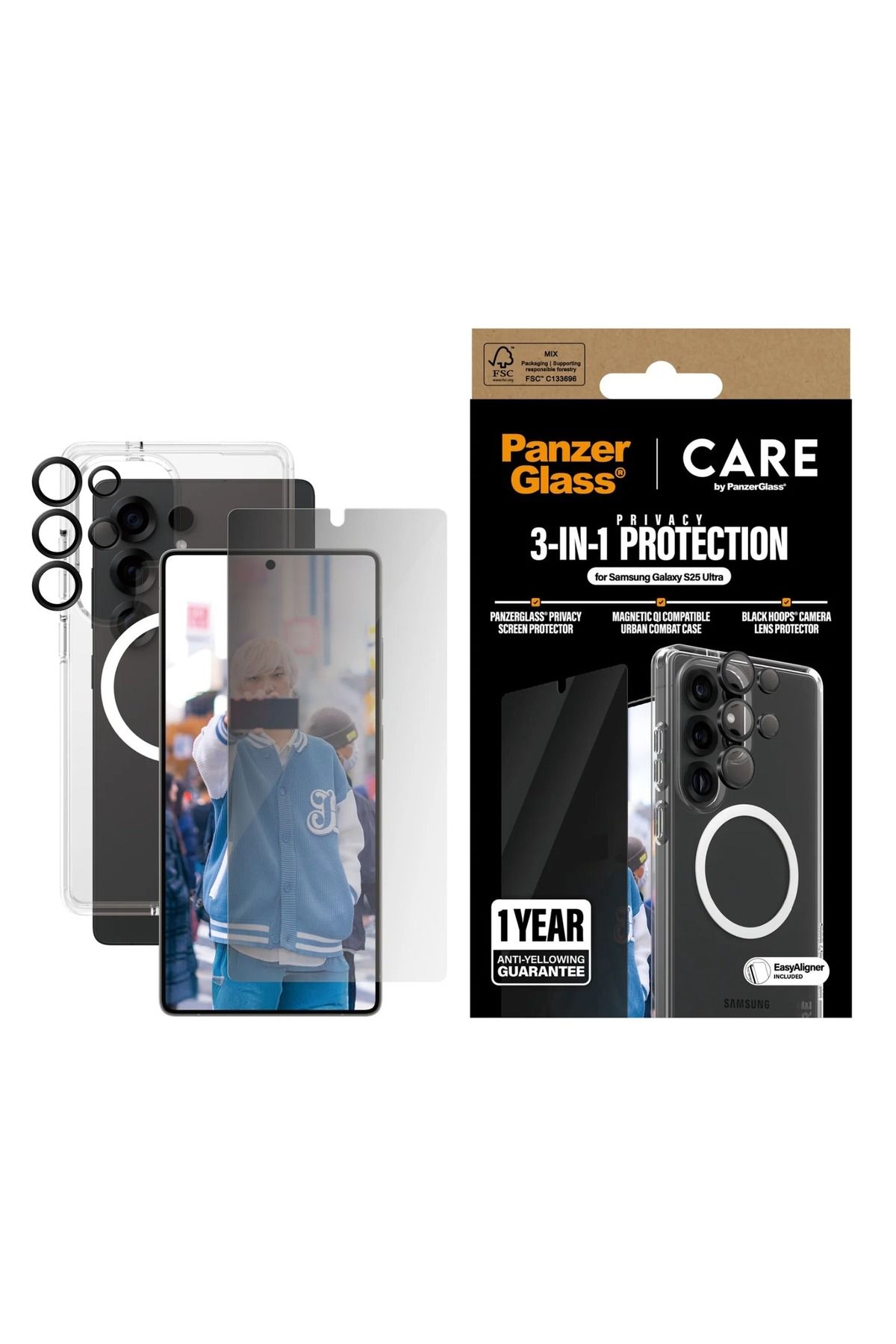 PanzerGlass CARE, Samsung S25 Ultra, Privacy 3-in-1 Bundle, Set