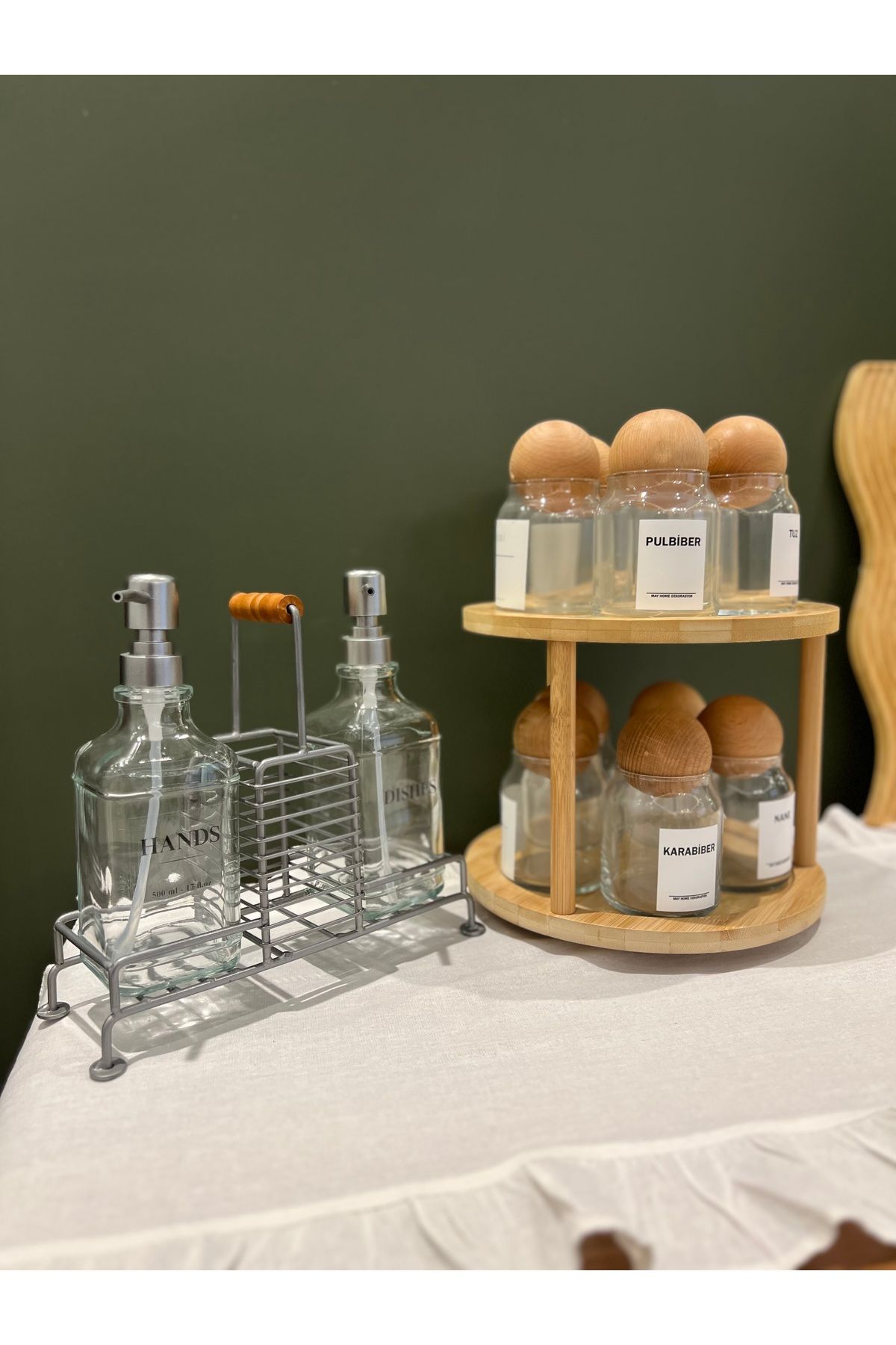 Sade Hediye-10-Piece Spice Rack/Gray Soap Dish with Swivel Stand Ball Cover 5