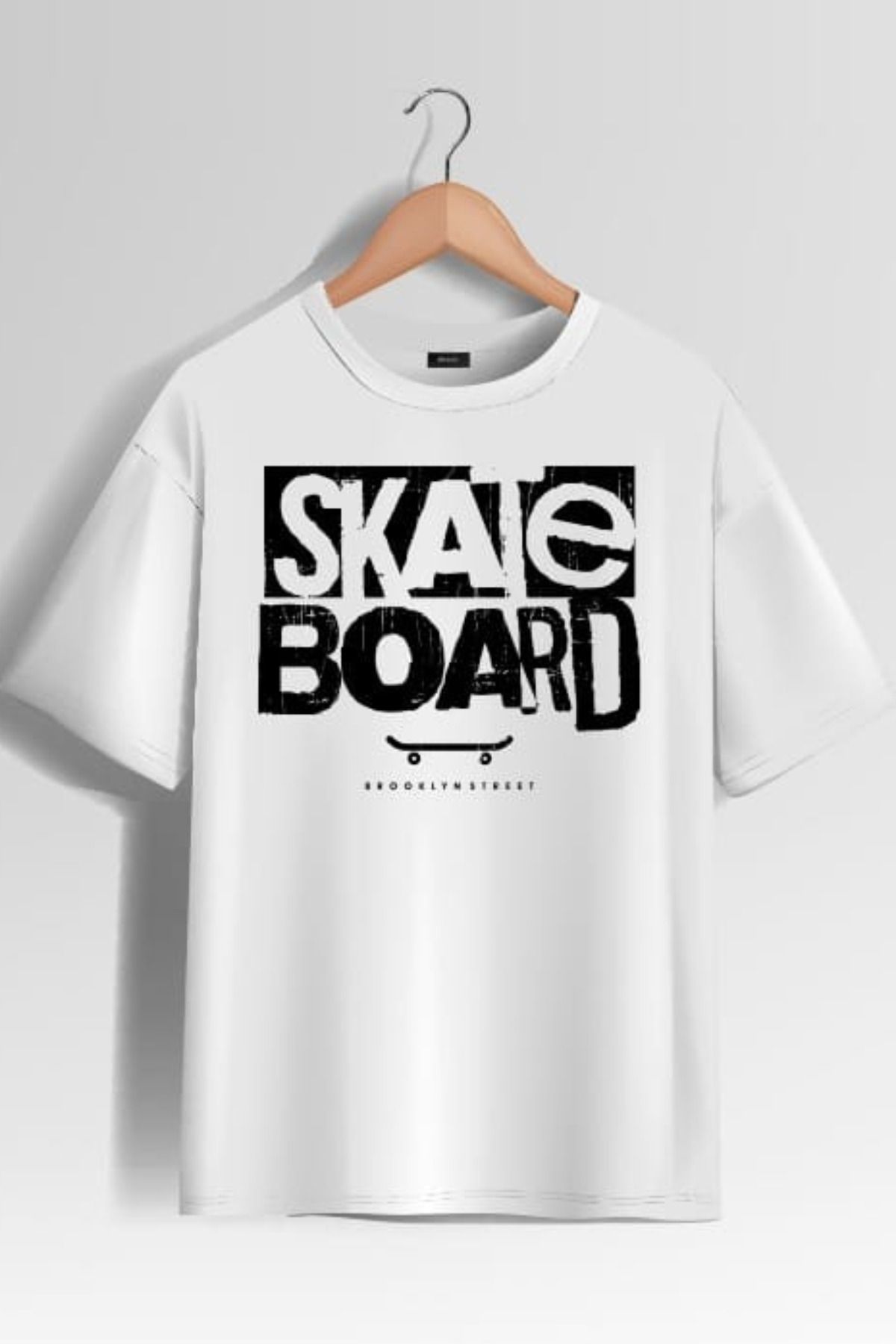 FECCY Pamuklu Skateboard Baskılı Oversize T-shirt