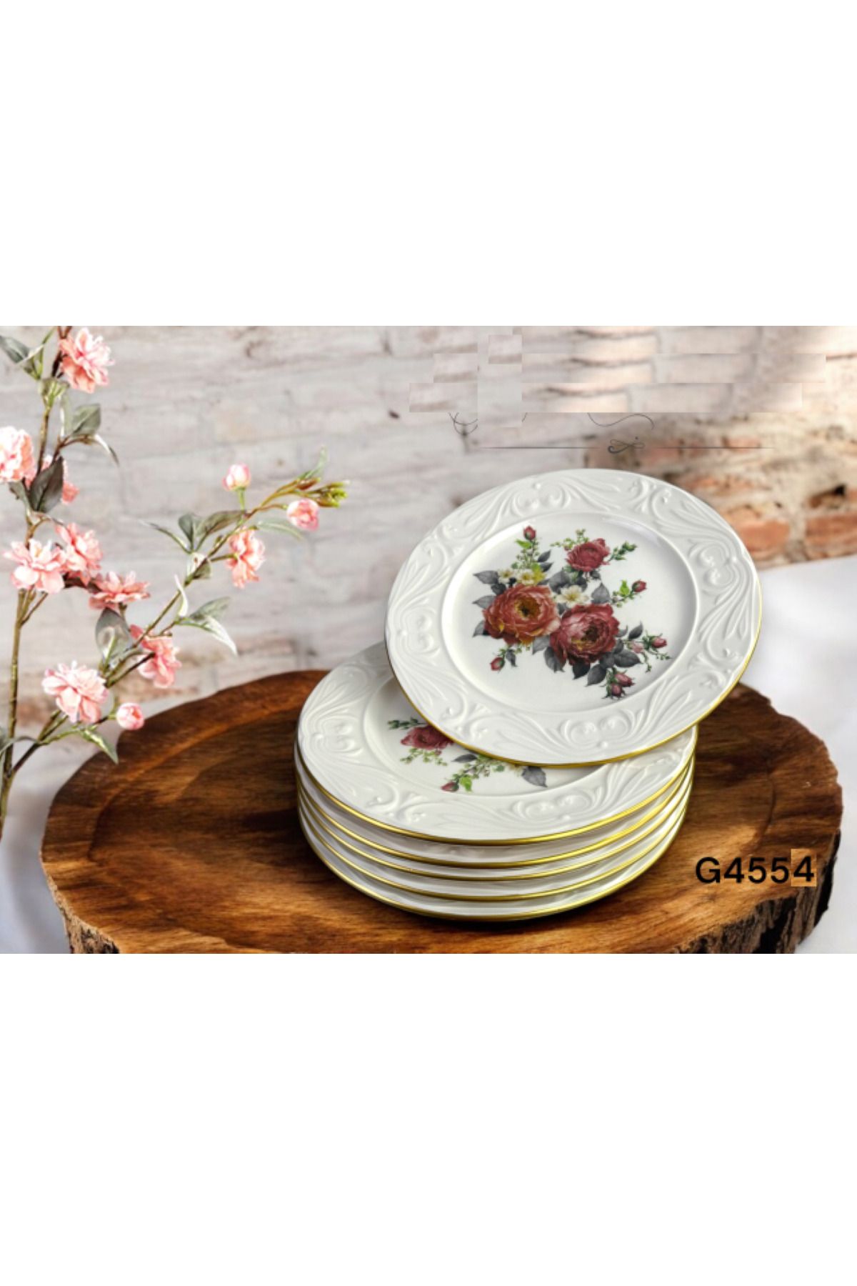 Pinkev 6 Adet 20cm Seramik Pasta Tabağı