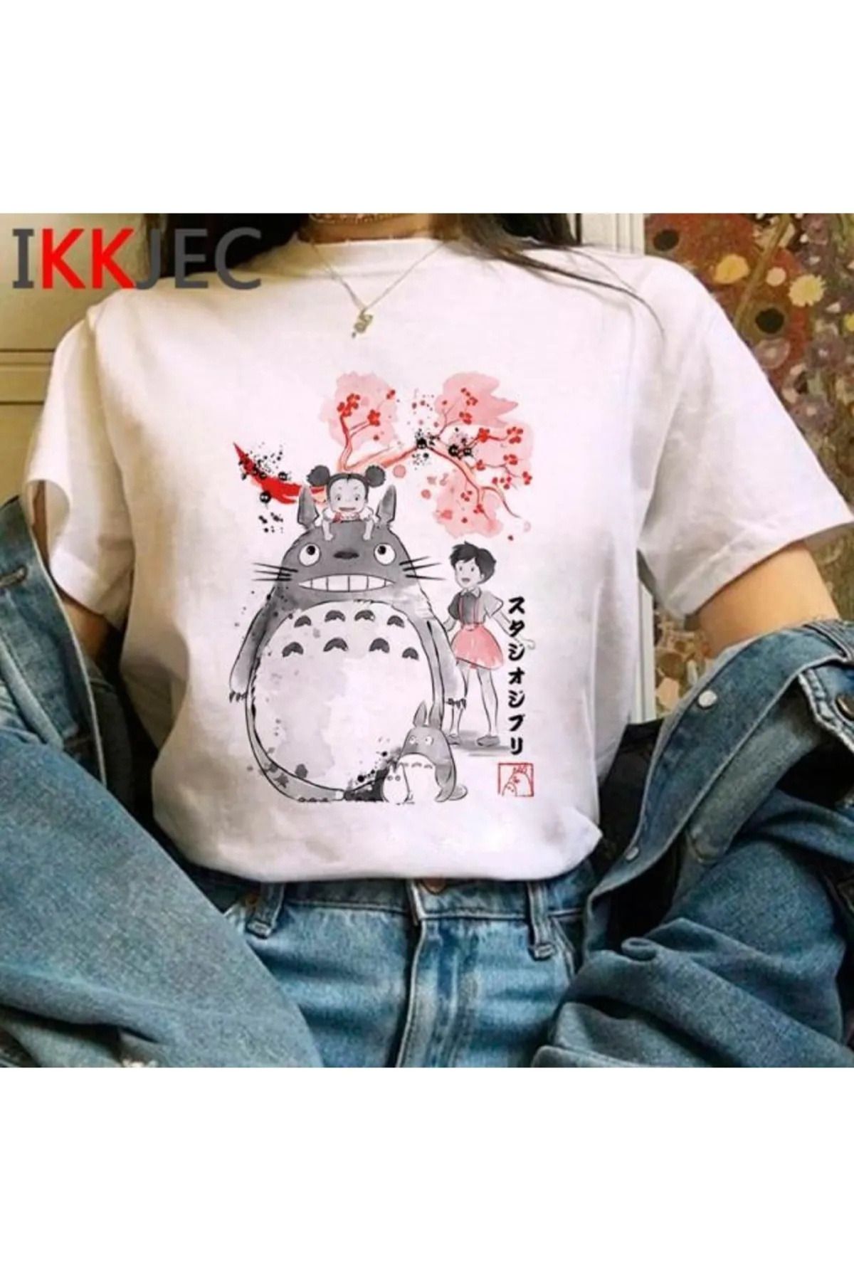 FECCY Pamuklu Totoro Studio Ghibli Sevimli Anime Tişört